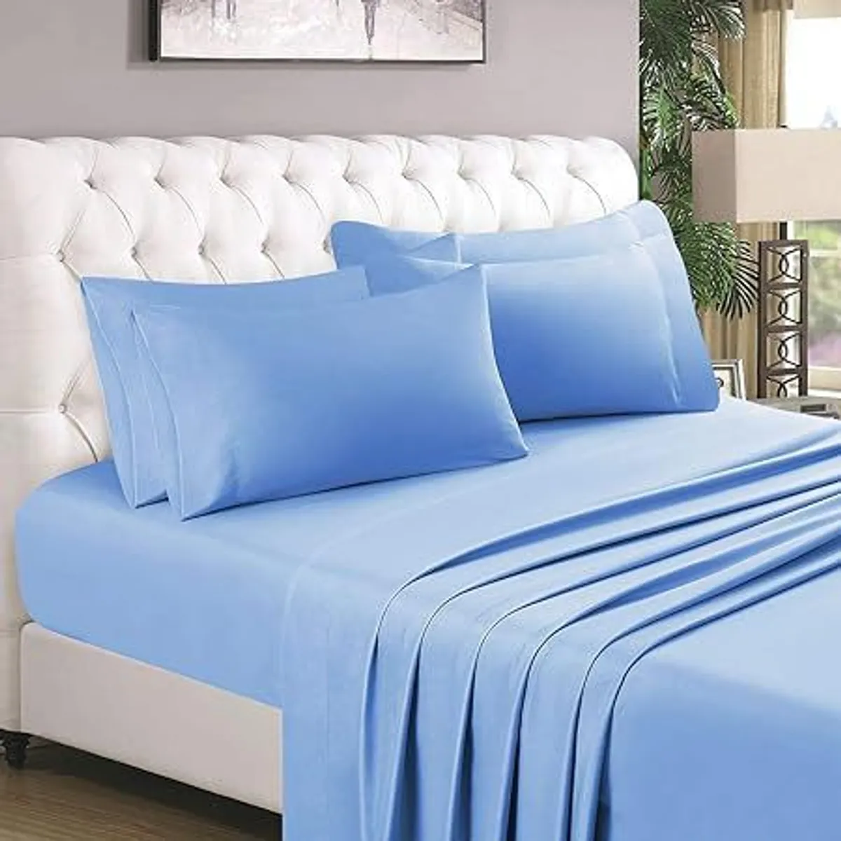 GENERICO - Sabanas De Algodón Bramante plaza y media celeste