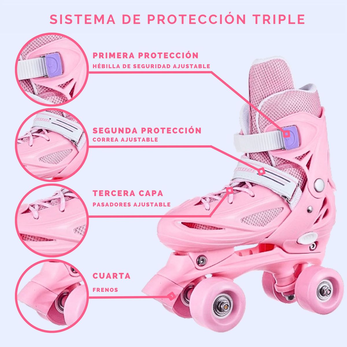 GENERICO - PATINES PARA NIÑA REGULABLE TALLA M  35-38