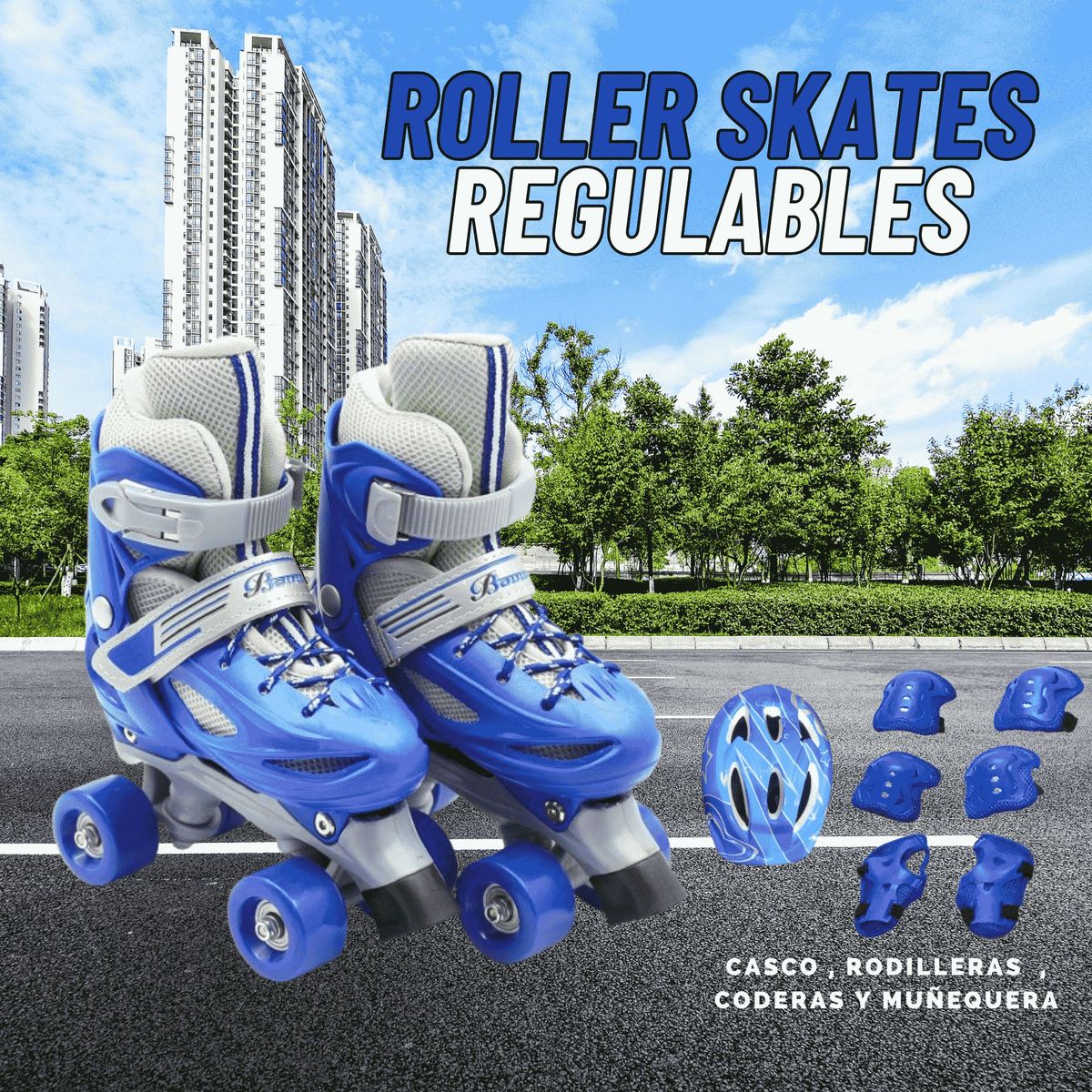 GENERICO - PATINES PARA NIÑO REGULABLE TALLA S 31- 34