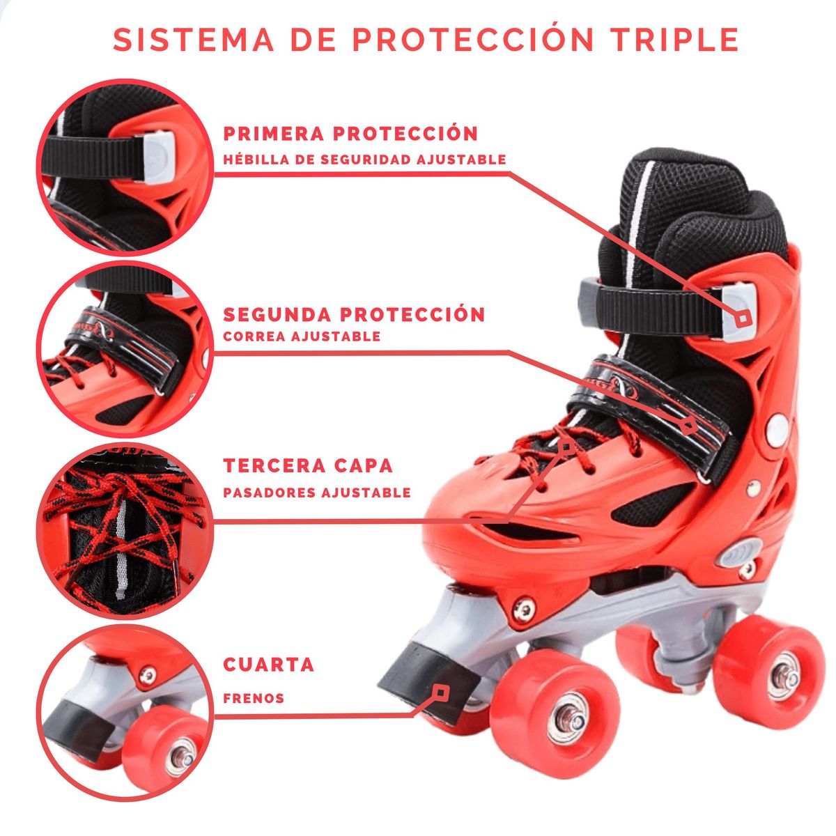 GENERICO - PATINES PARA NIÑO REGULABLE TALLA M 35- 38