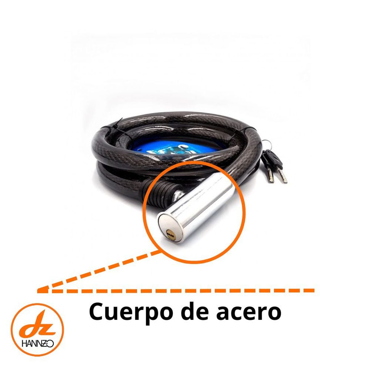 GENERICO - Cadena Seguridad Para Moto Acerada 150cm X 20 Mm Hannzo