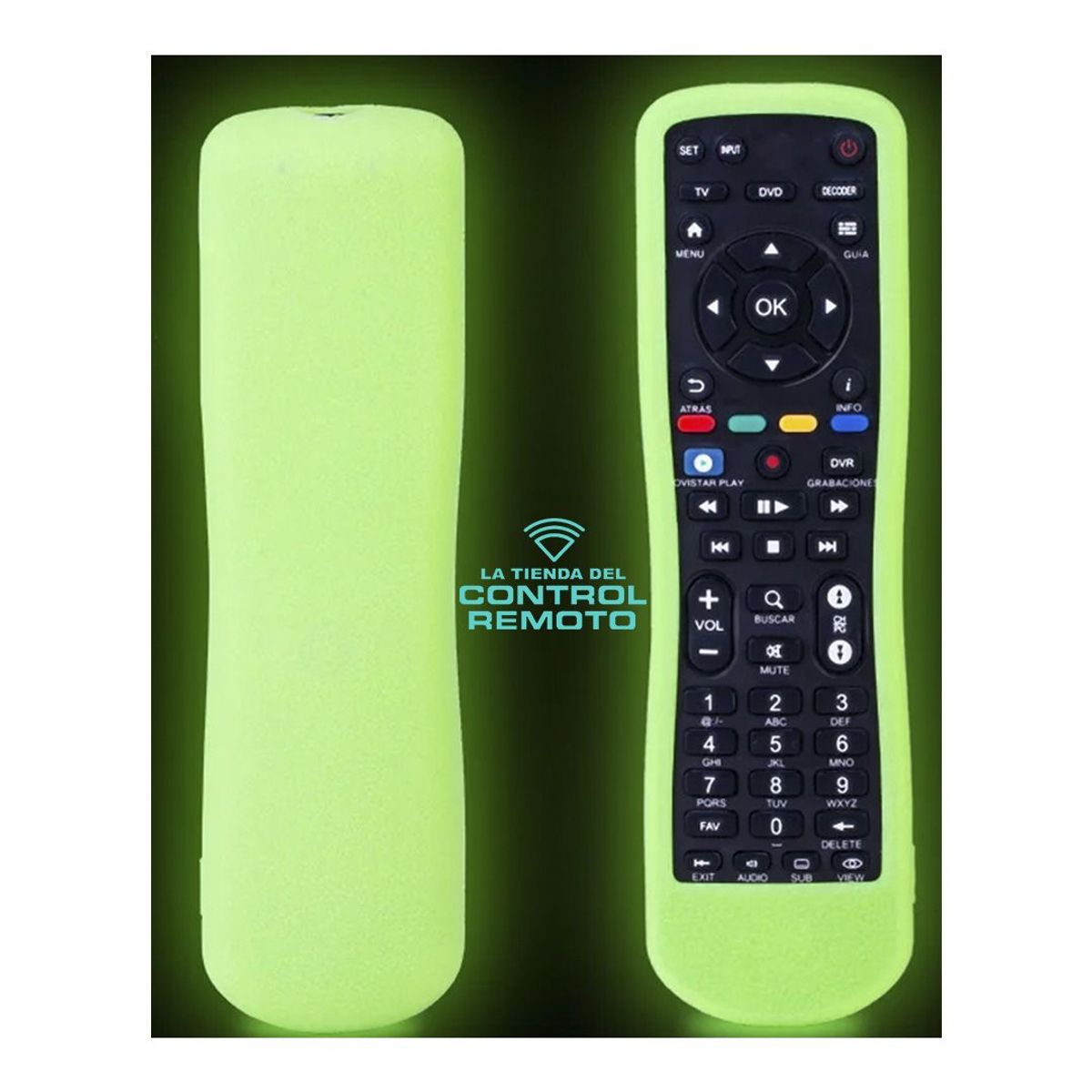 SIKAI - Control Remoto Movistar + Funda Protector Verde Forescente