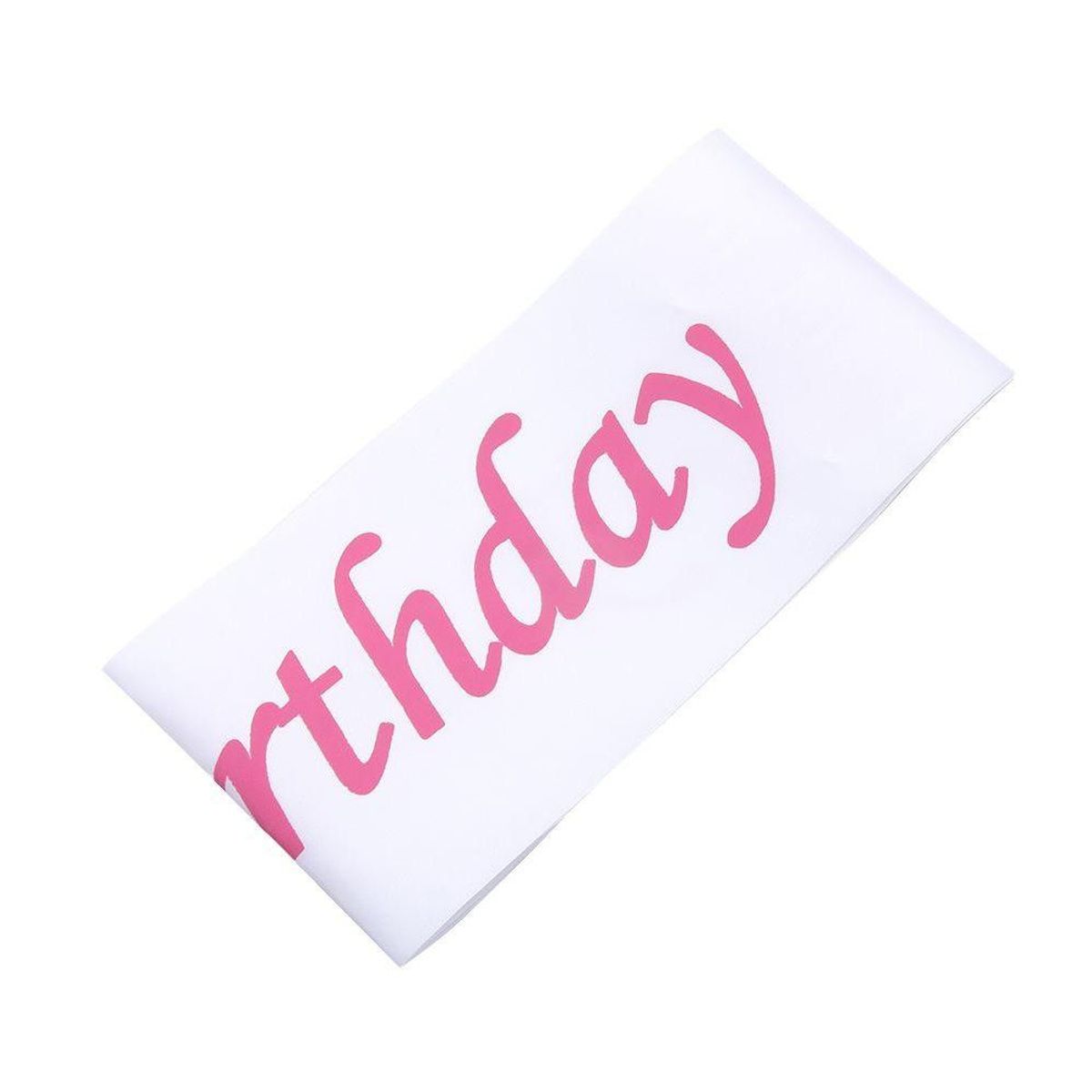 GENERICO - Banda cumpleaños Happy birthday blanco con fucsia