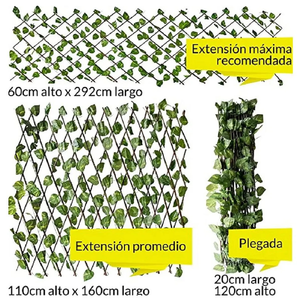 GENERICO - Cerco Artificial Extensible con Hojas grass retractil 3m Pack 2 unid