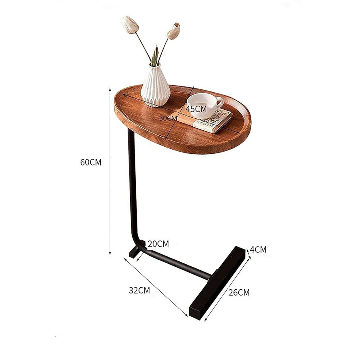 GENERICO - Mesa Auxiliar de Madera con Soporte de Metal - Multifuncional Dorado