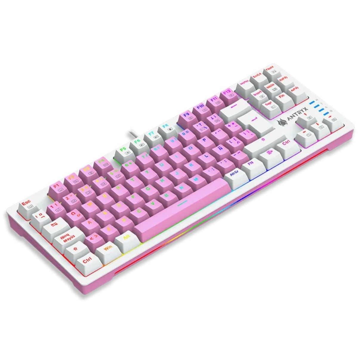 ANTRYX - TECLADO MECANICO SWITCH BLUE TKL ANTRYX CHROME STORM MK840 PINK RGB
