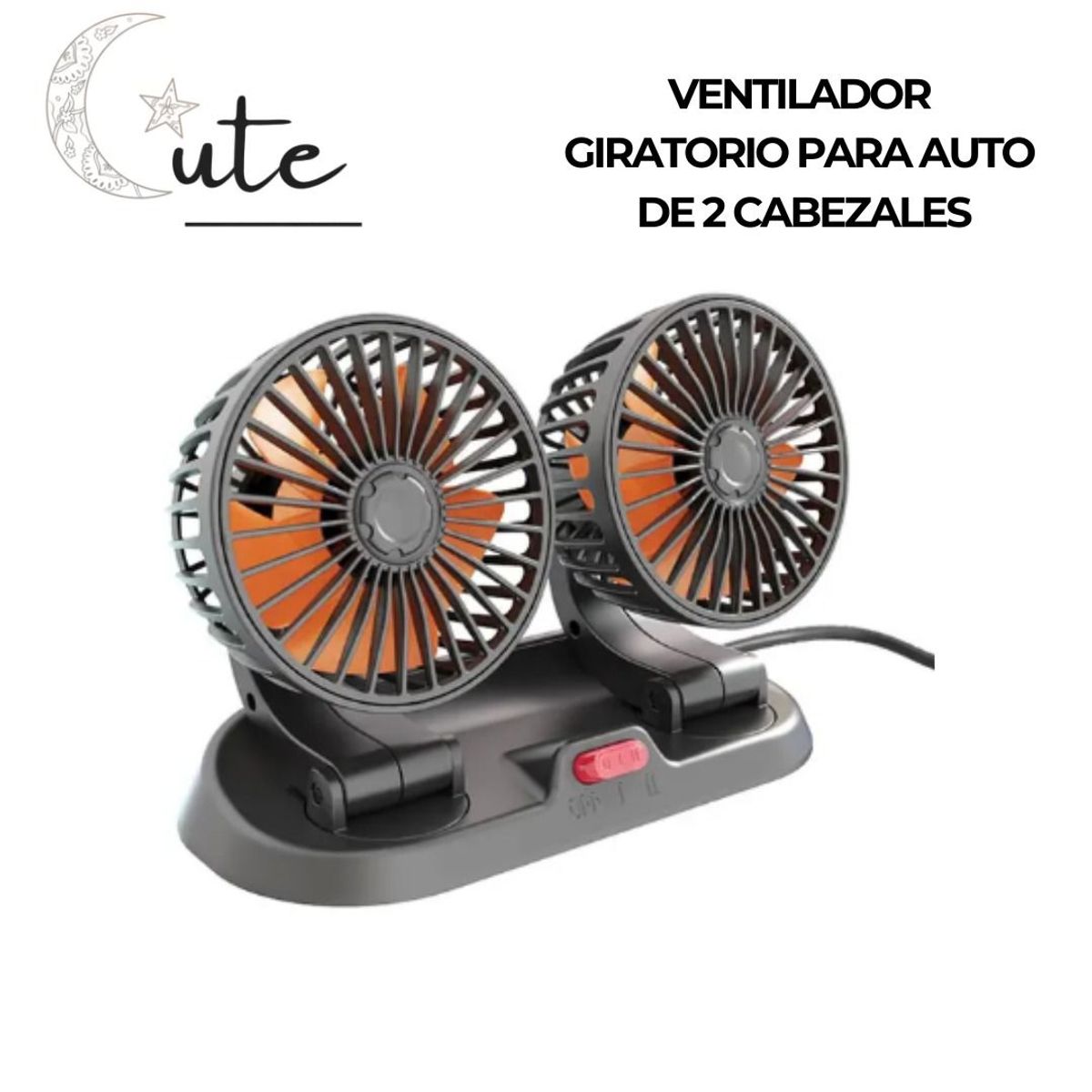 GENERICO - VENTILADOR PARA AUTO DE DOBLE CABEZAL 360°