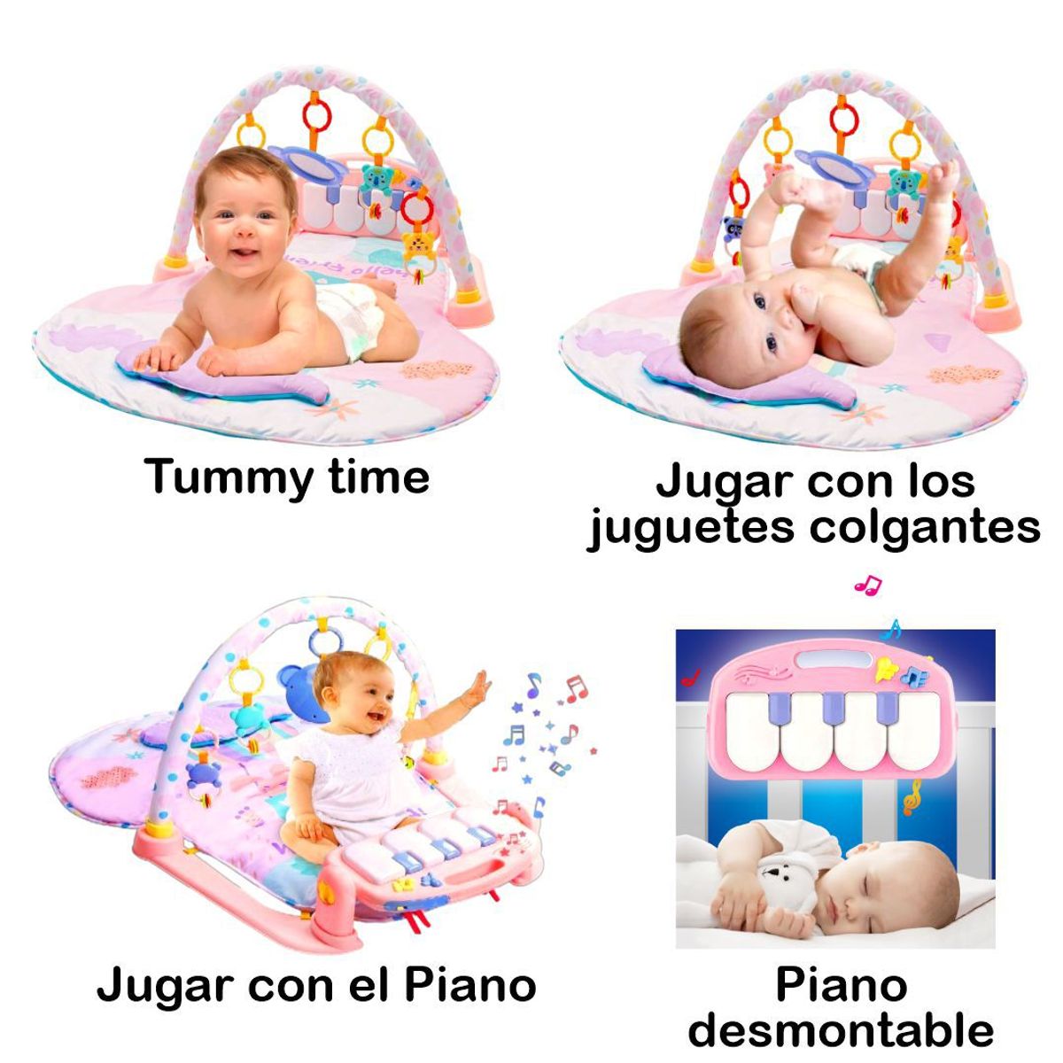 HUANGER - Gimnasio Grande Multifuncional con Arco de Juguetes Rosado