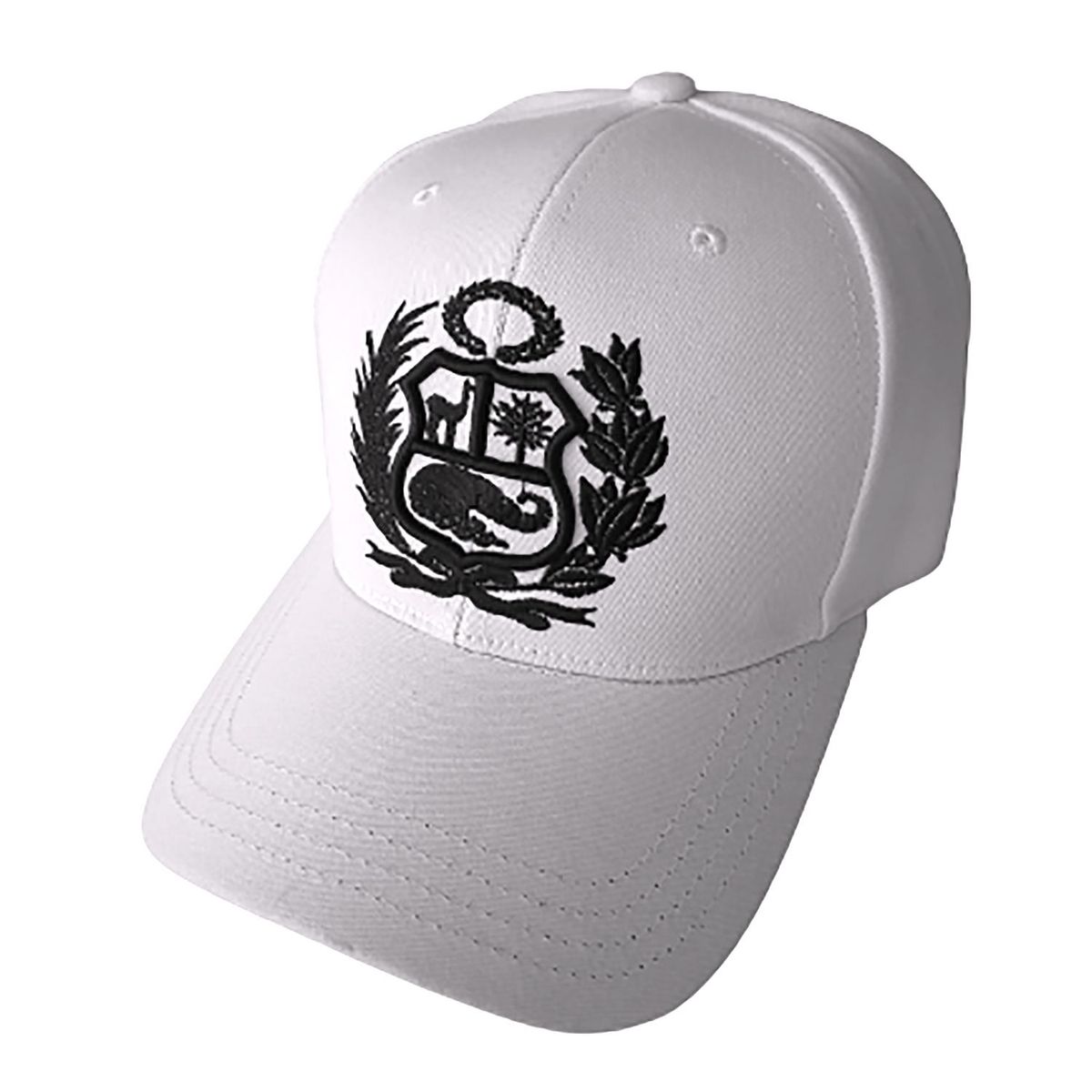 TODO GORROS PERU - Gorra Perú blanca con escudo negro - TODO GORROS PERU