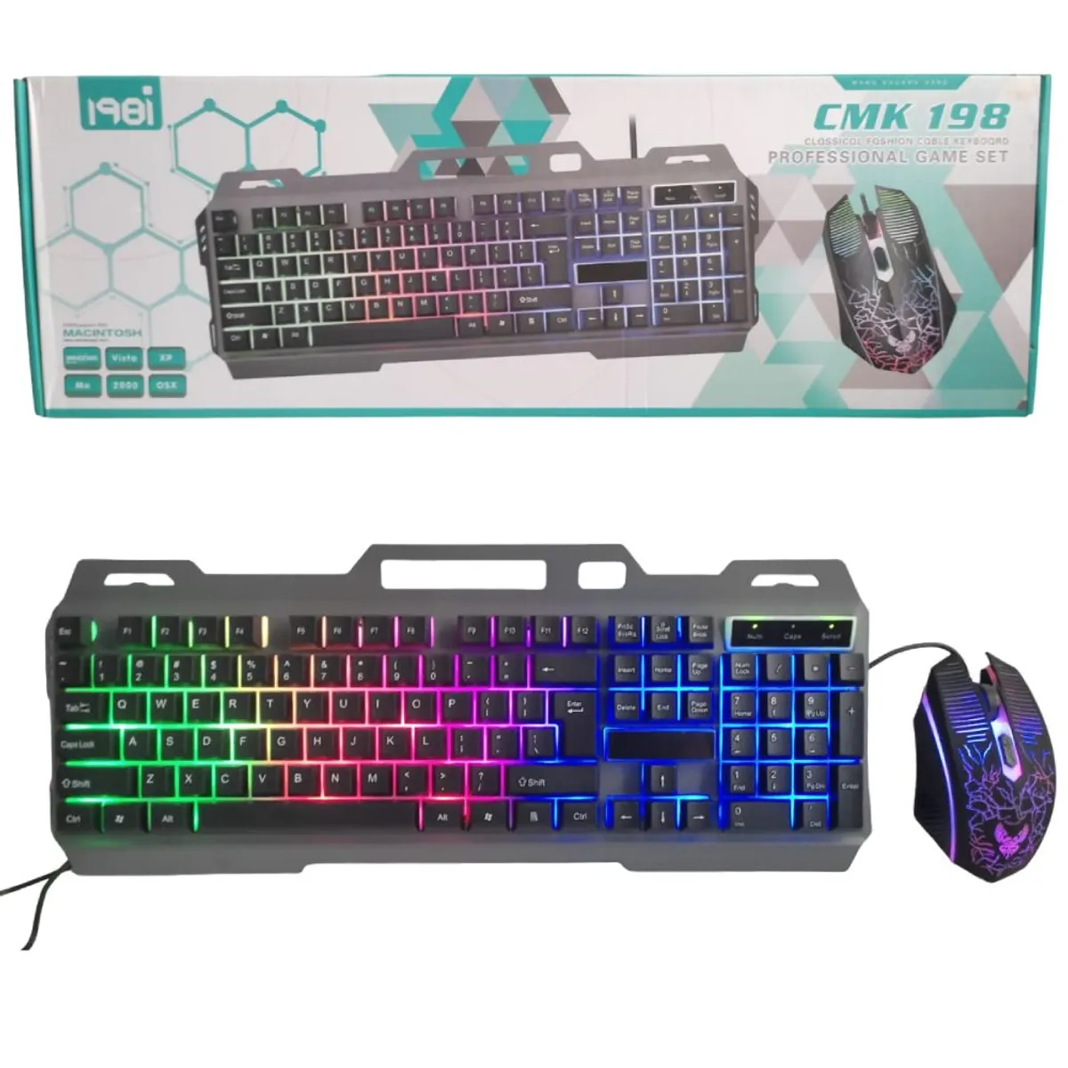 GENERICO - Teclado Metalico y Mouse Gamer Pc Laptop Alambrico Luces Rgb