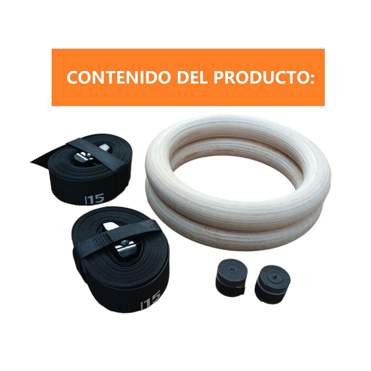 GENERICO - Anillas De Madera 32 Mm Olímpico Correas Enumeradas Gimnasia