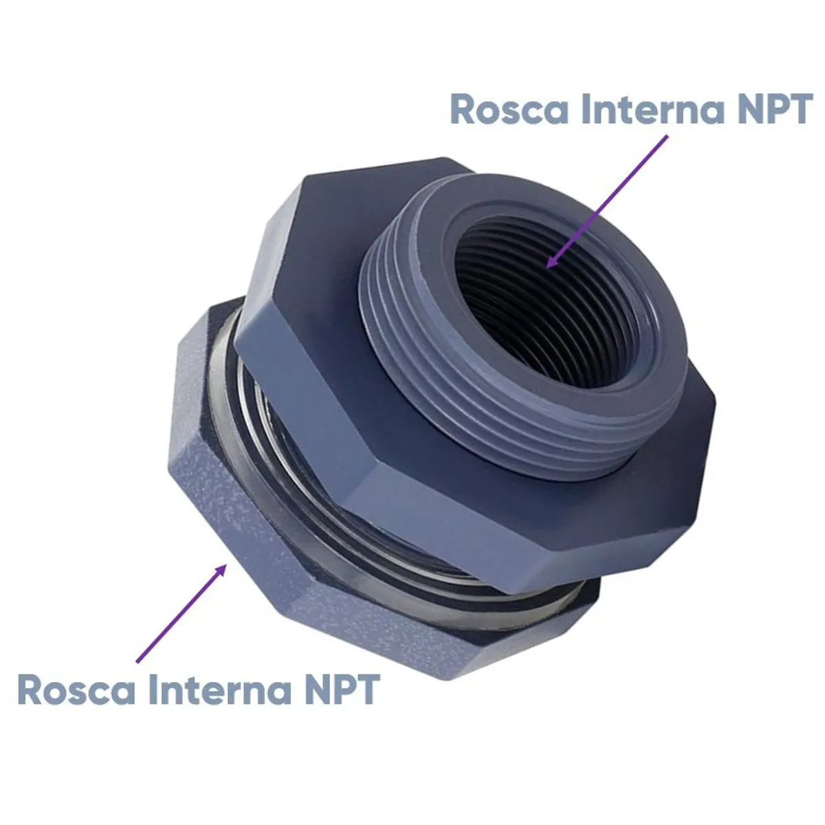 HYDRO - Adaptador de Tanque Brida para Tanque PVC 1-1/2 "  RH - Hydroall Peru