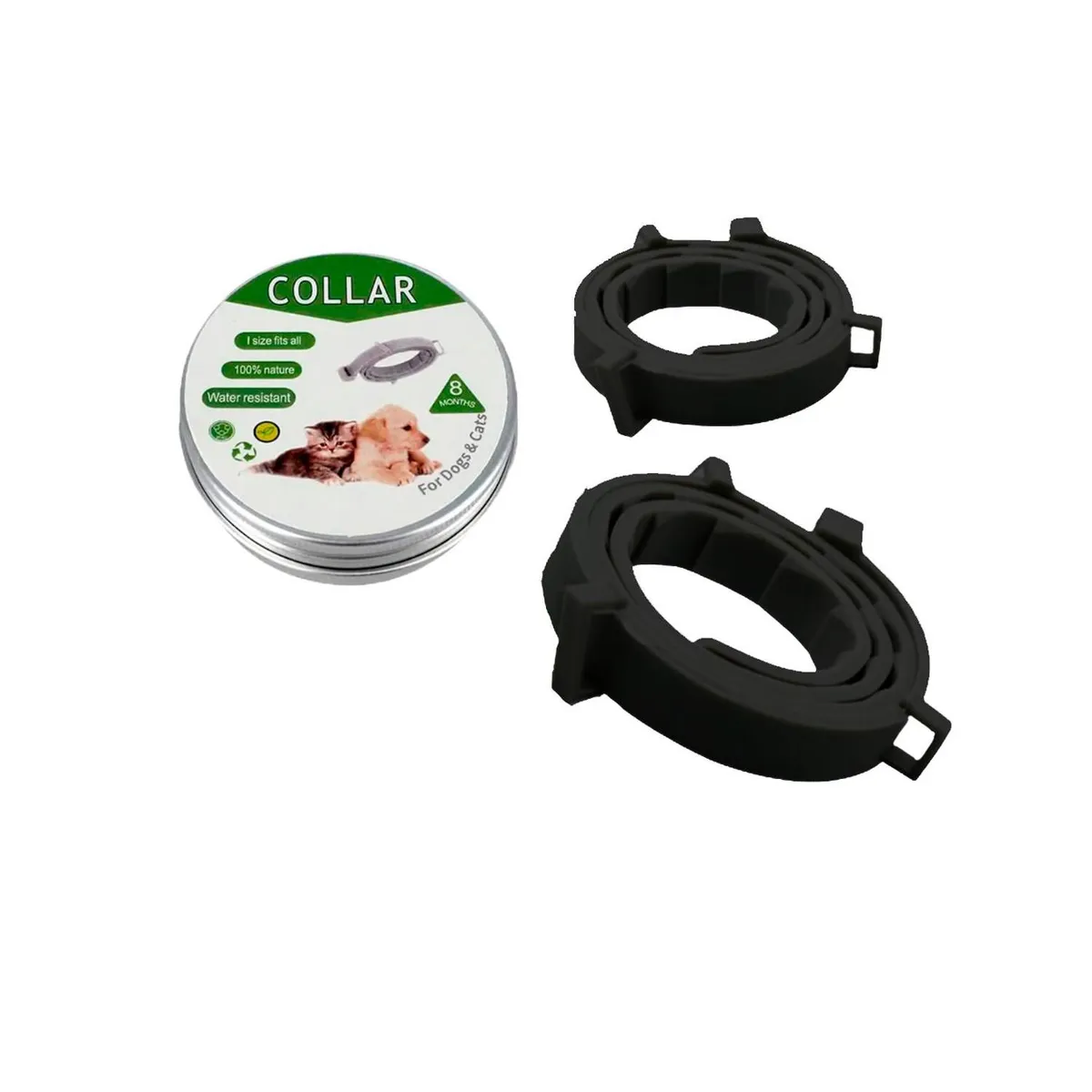 UNIVERSAL - Collar Antipulgas Graduable -Perros Protección 8 Meses Negro