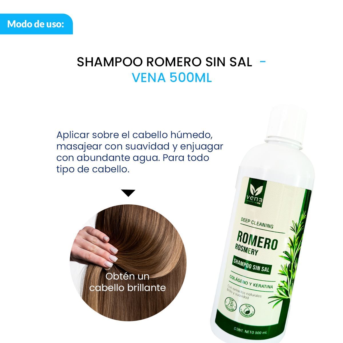 GENERICO - 3 Shampoo Romero Sin Sal  Vena 500Ml