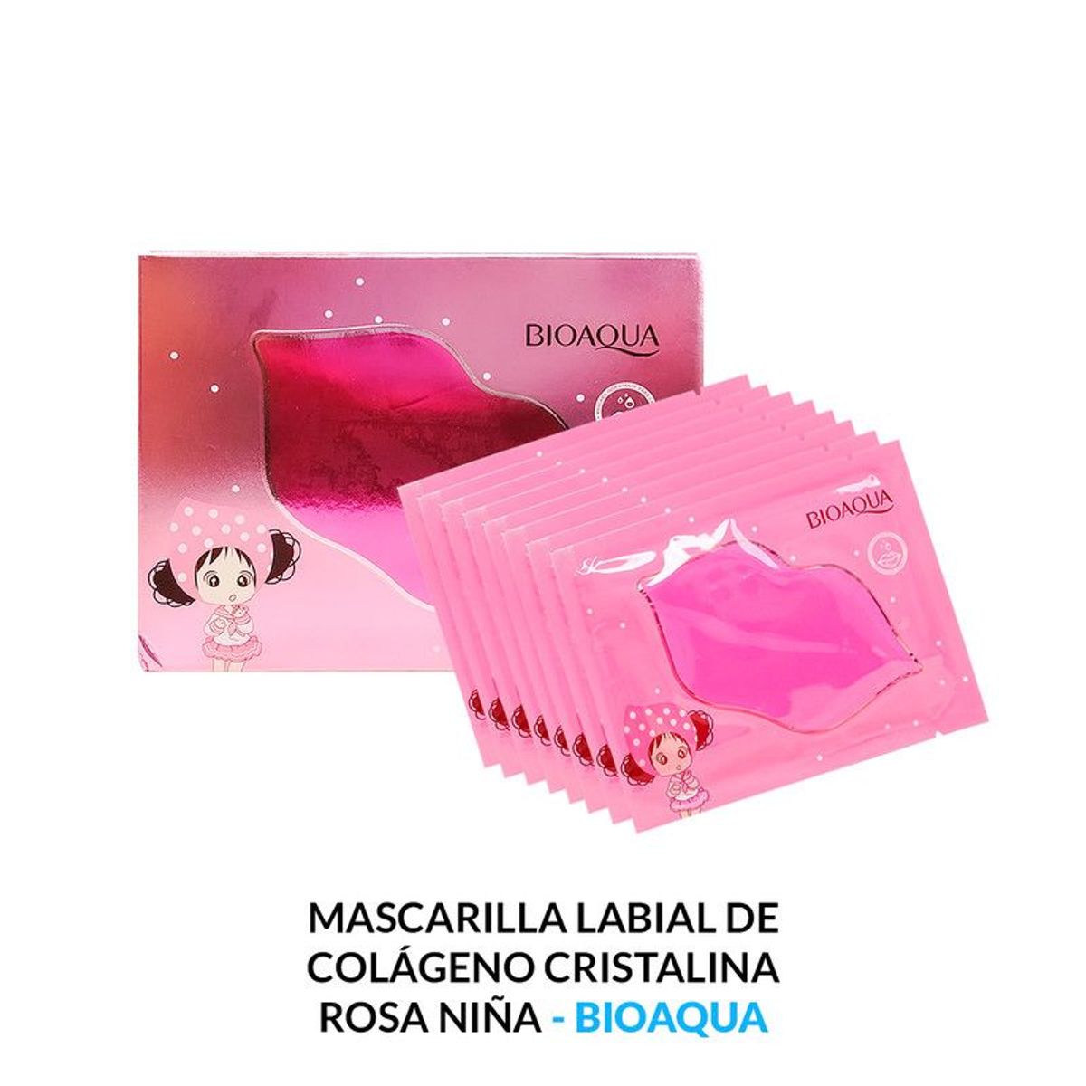 BIOAQUA - Mascarilla Labial De Colágeno Cristalina Rosa Niña 8G X10Pcs Bioaqua