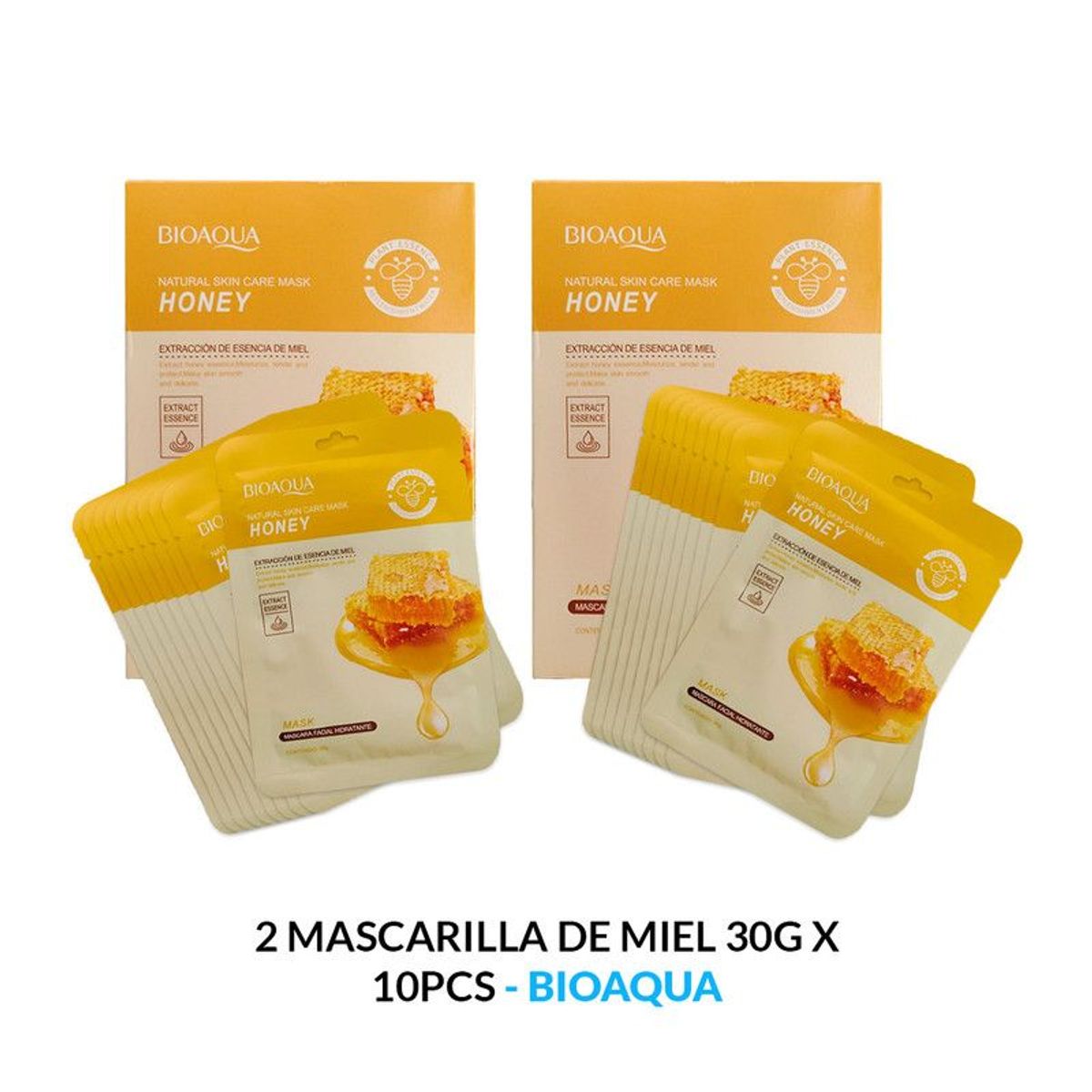 BIOAQUA - 2 Mascarilla Natural De Miel 30G X 10Pcs - Bioaqua