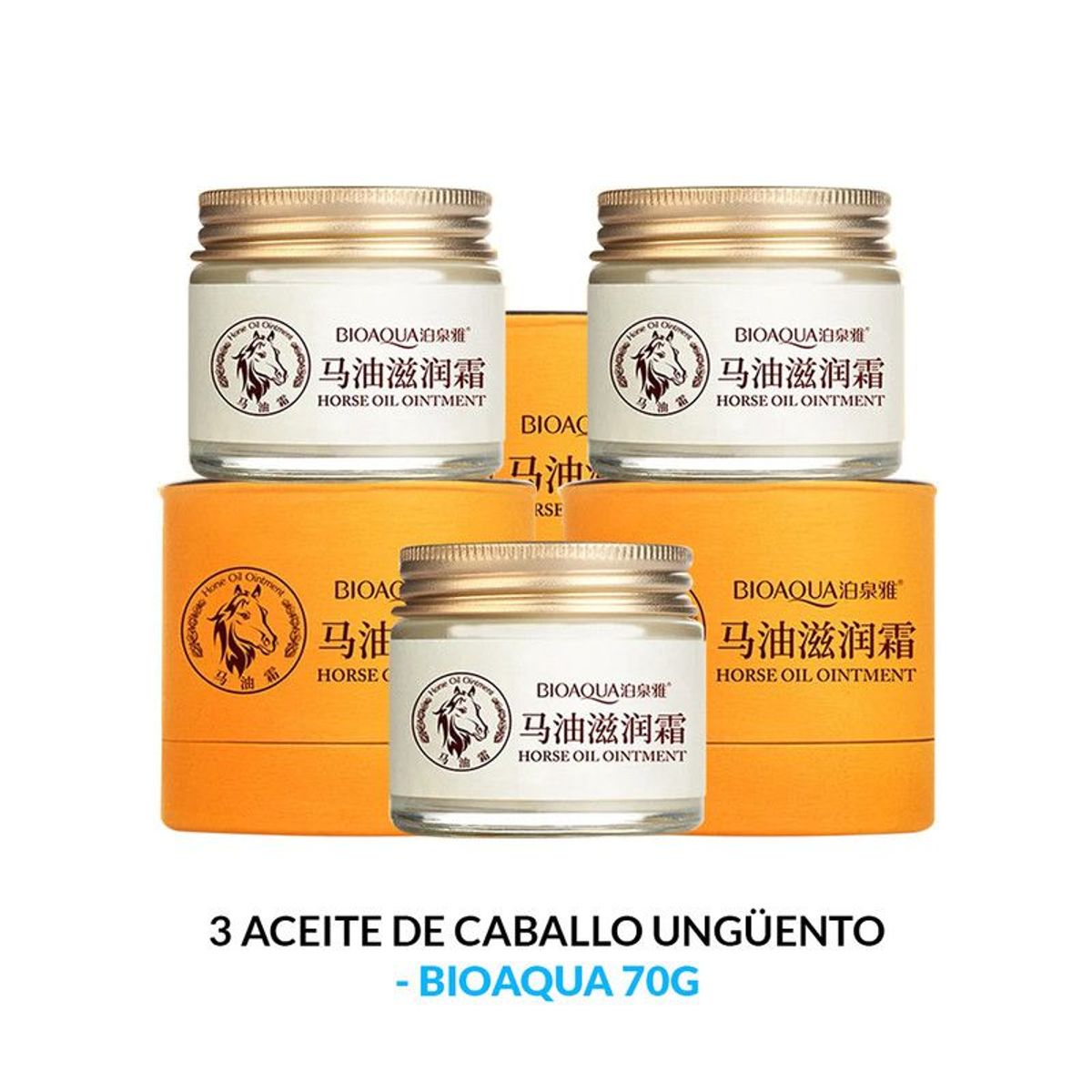 BIOAQUA - 3 Aceite De Caballo Anti-Envejecimiento 70G - Bioaqua