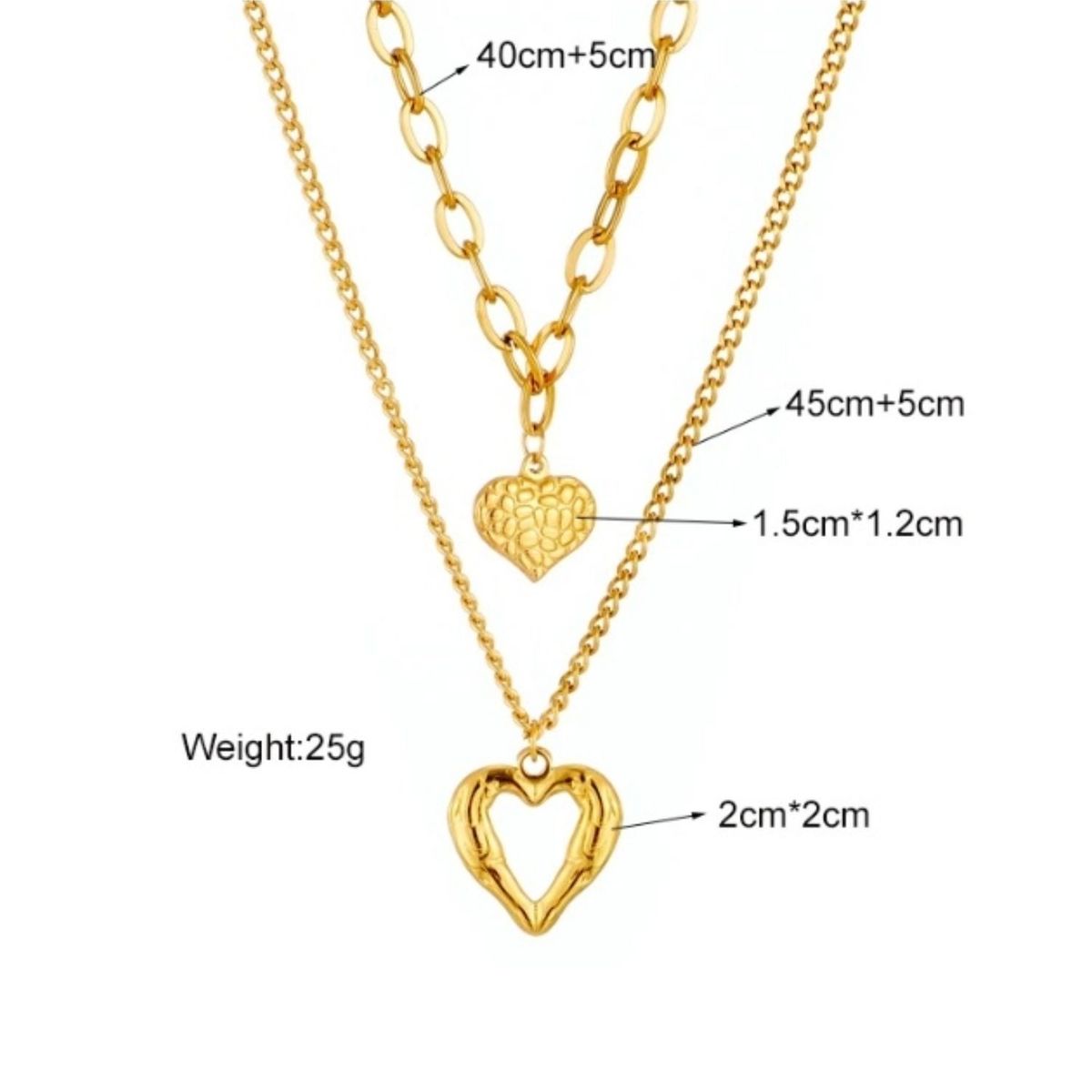 GENERICO - Collar corazón de acero - 2 pliegues