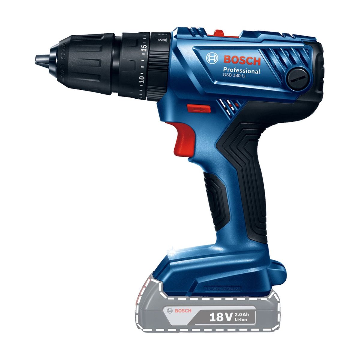Bosch - Taladro Percutor 12 18V 54Nm Baretool GSB 180-LI