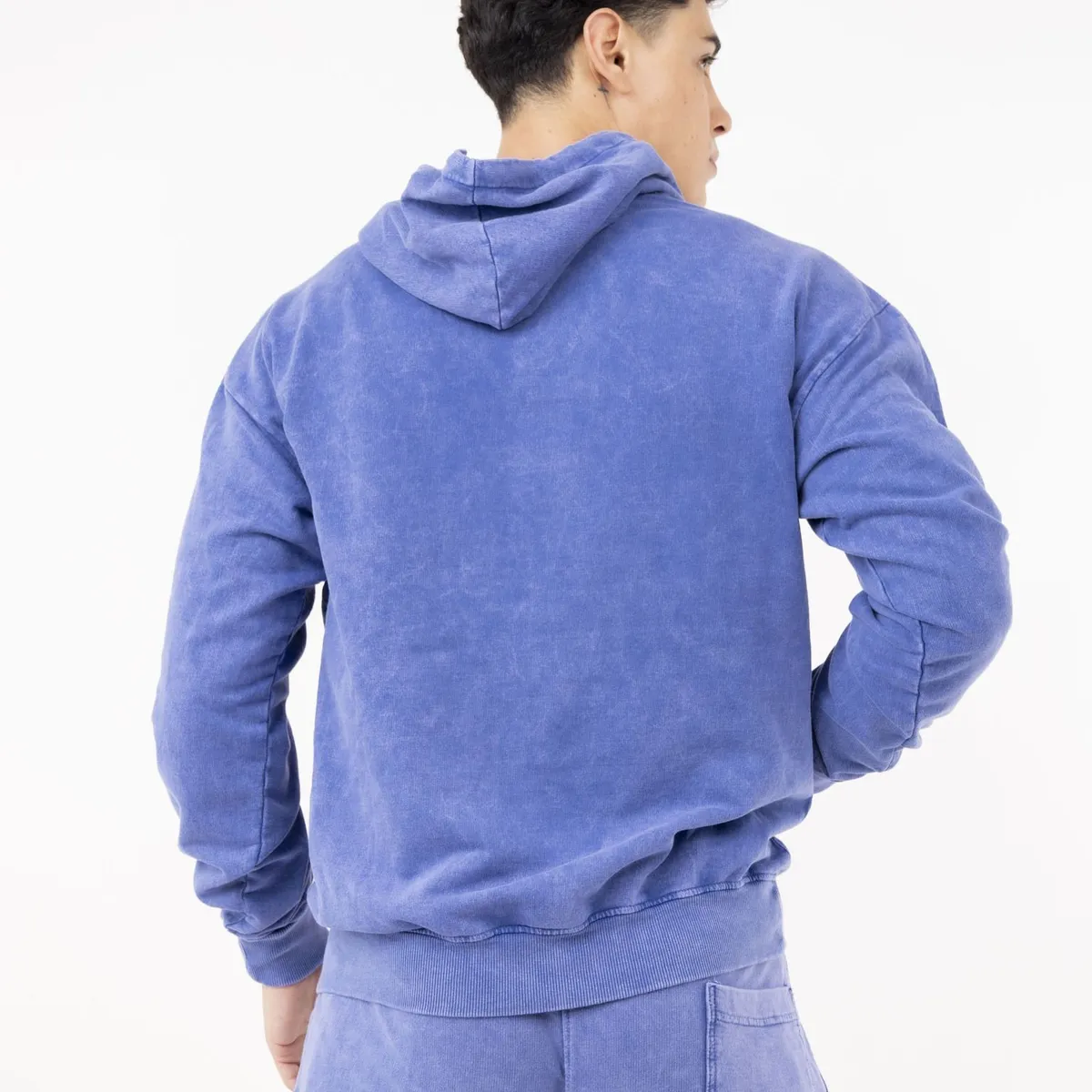 NEW YORK STARS - HPolera con capucha-Acid Wash-Azul