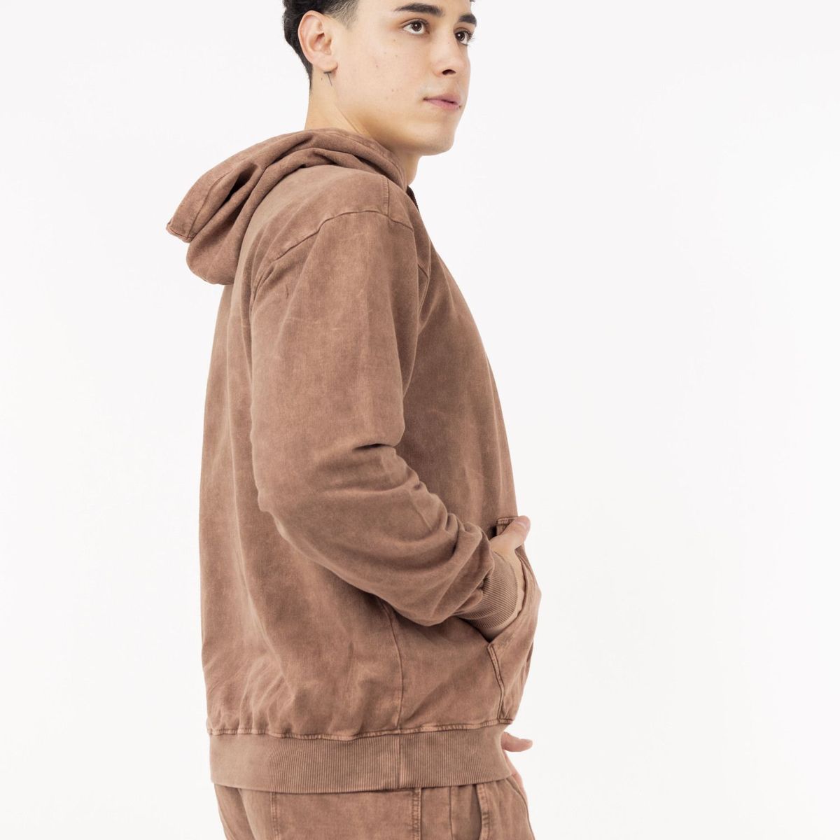 NEW YORK STARS - HPoleracon capucha-Acid Wash-Marron