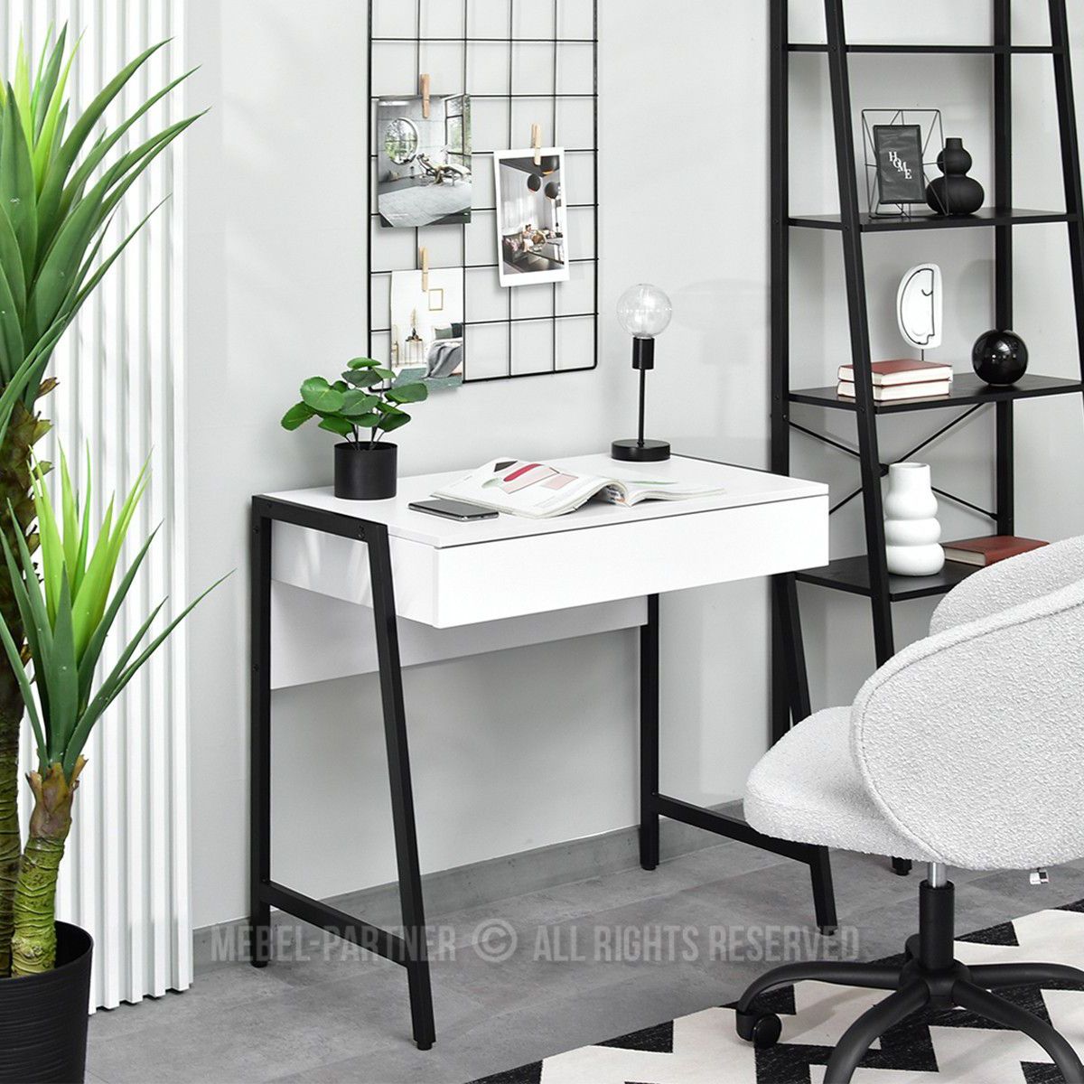 TU MESITA - Escritorio Práctico Raiven color Blanco 1 cajón TU MESITA