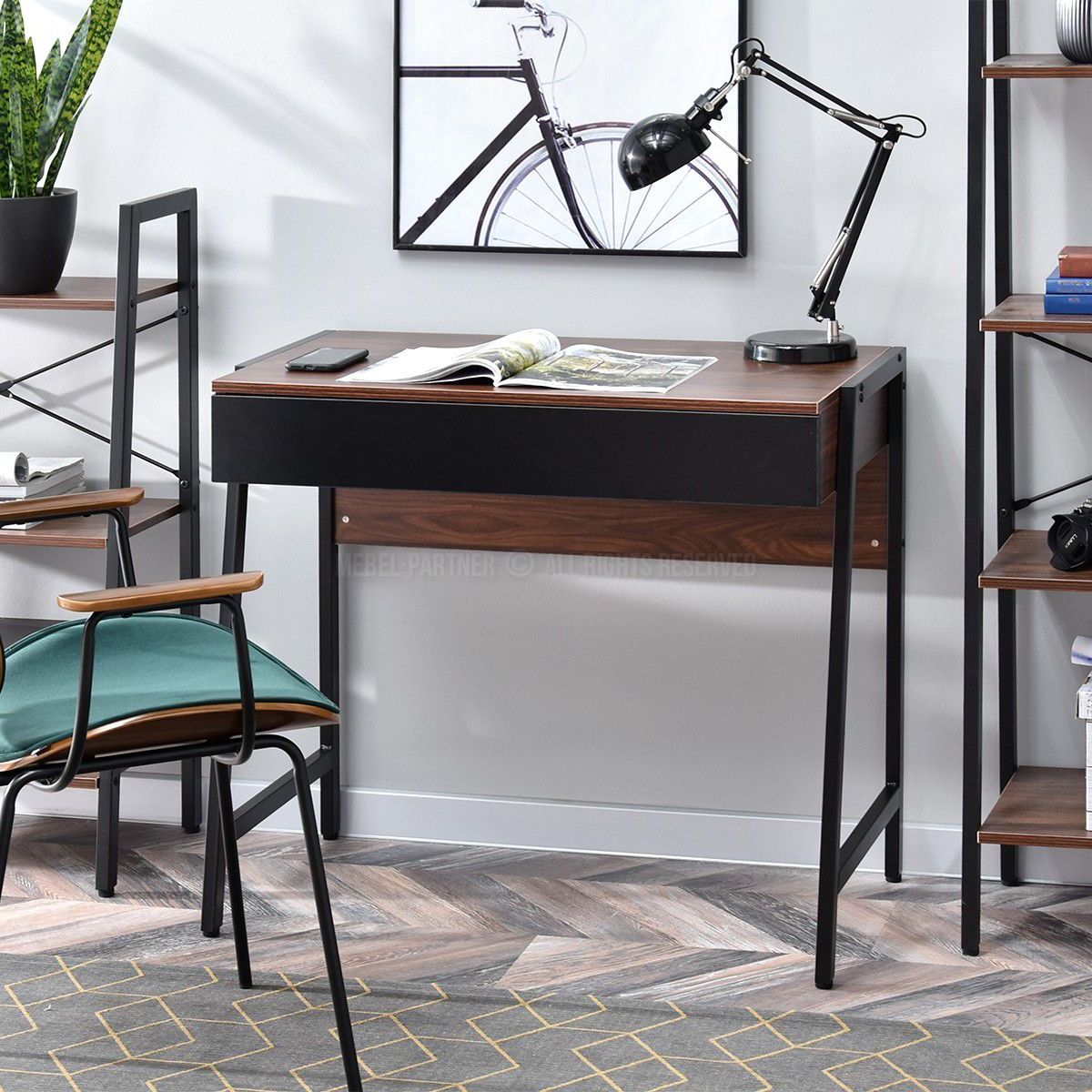 TU MESITA - Escritorio Práctico Raiven color MarrónNegro 1 cajón TU MESITA
