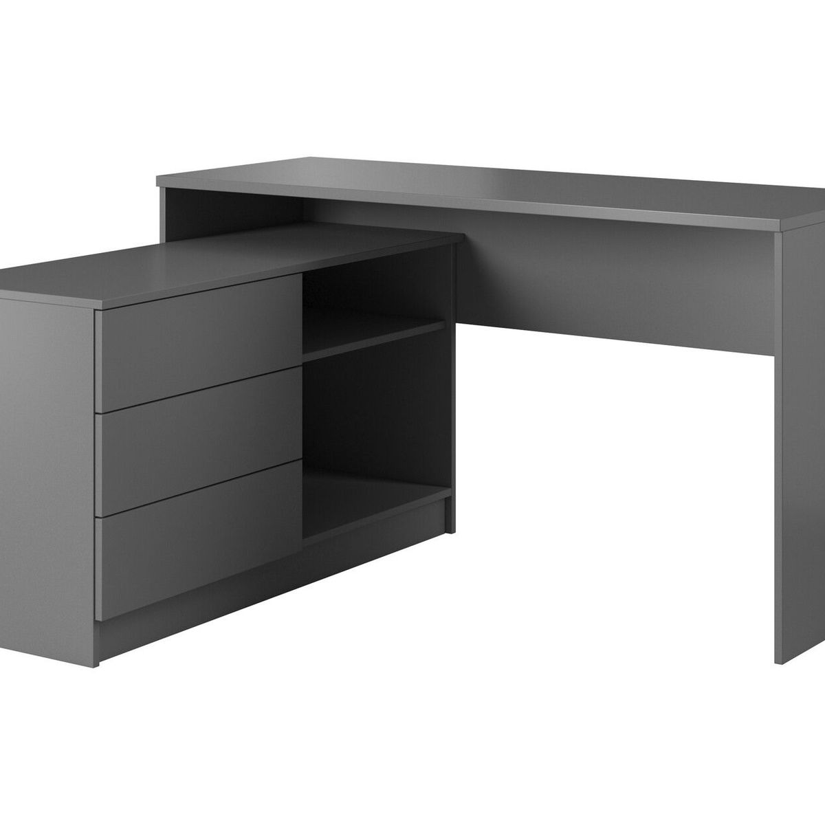 TU MESITA - Escritorio Moderno en L Teo color Gris Oscuro TU MESITA 3 cajones