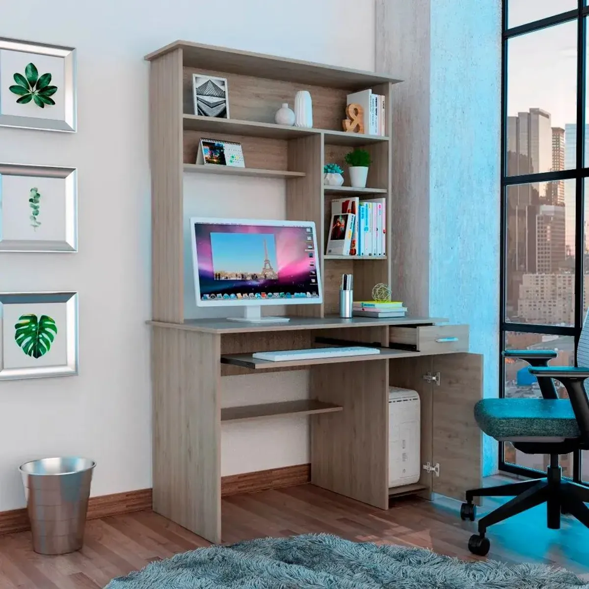 TU MESITA - Escritorio con Estante Loki 1 cajón 1 puerta TU MESITA