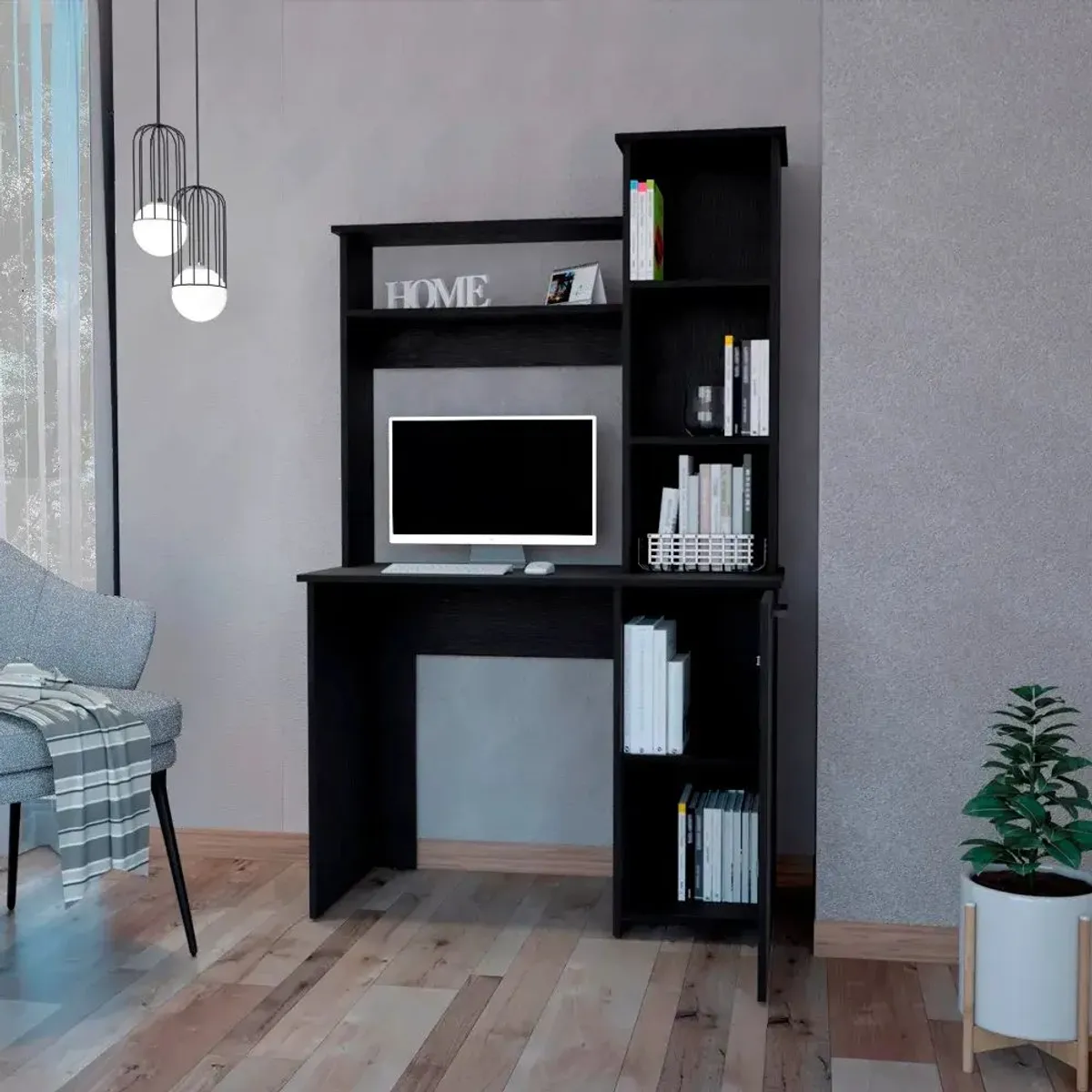 TU MESITA - Mueble con Estante Vitorio color Negro 1 puerta TU MESITA
