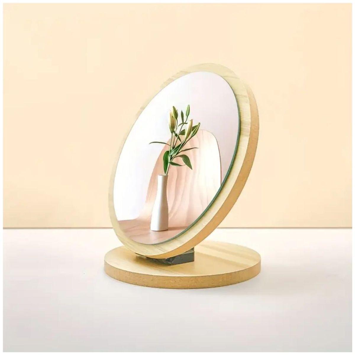 INSPIRA MARKET - Espejo ovalado aesthetic de madera