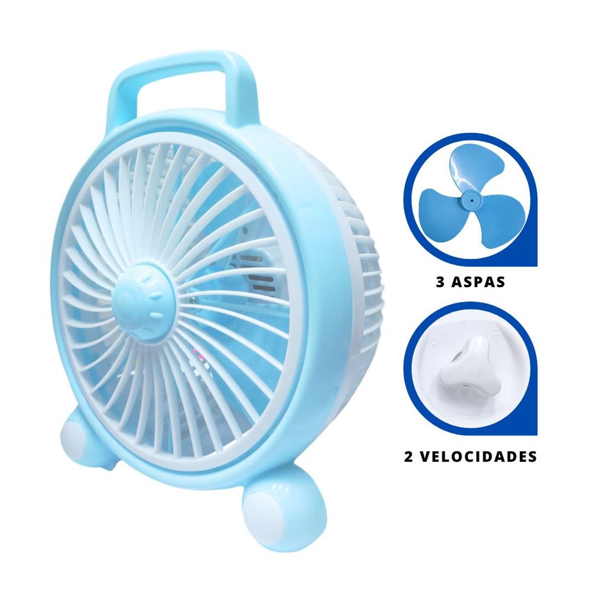 GENERICO - Ventilador Kawai de 2 Velocidades Celeste