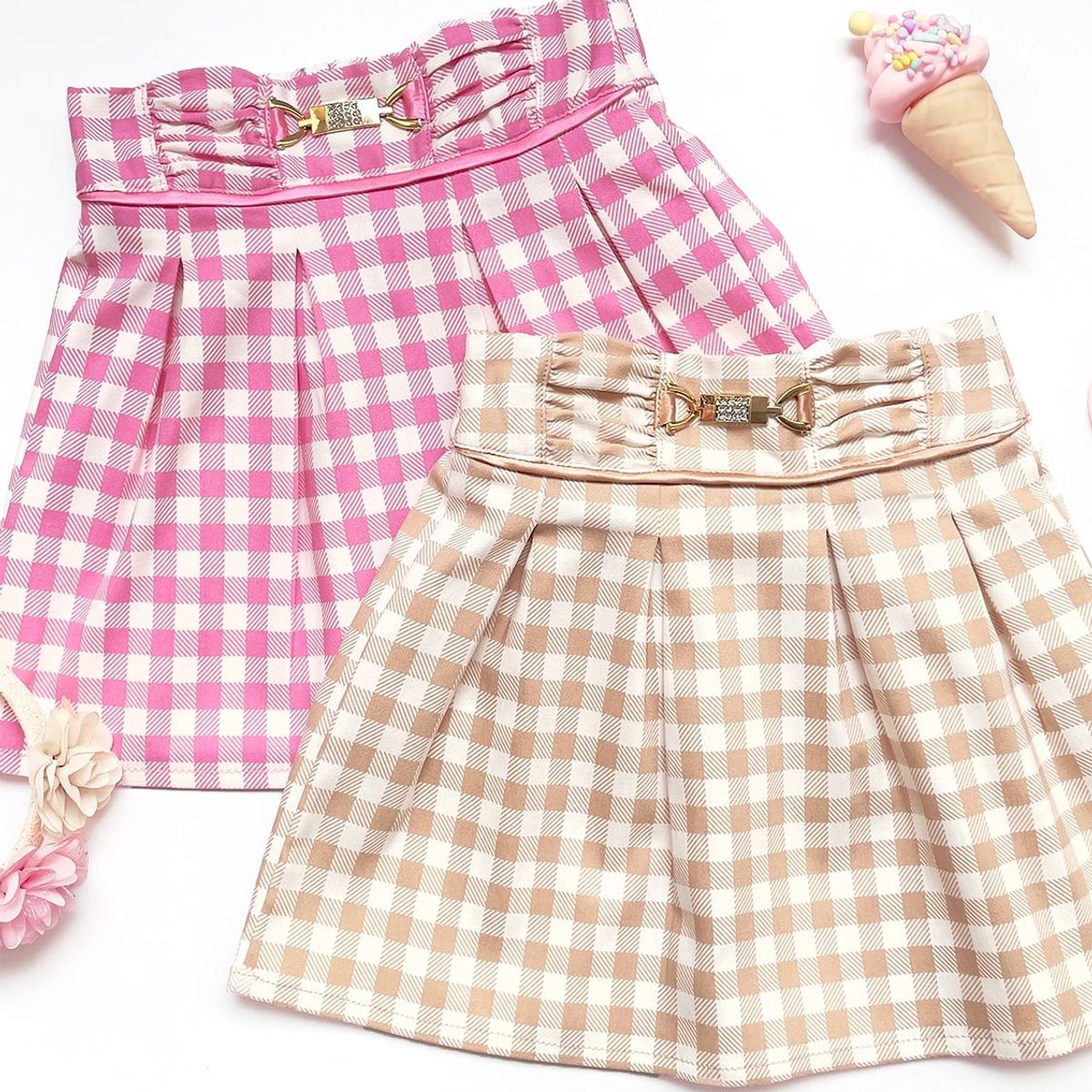 KIDS MASHMELO - Falda Milano con Broche y Sesgo para Niña Marca Kids Mashmelo