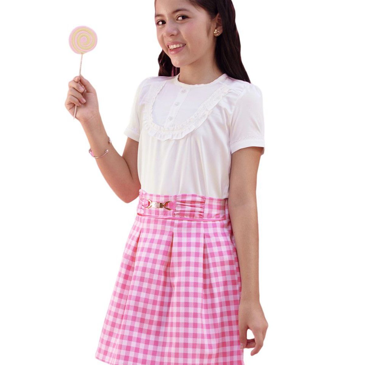 KIDS MASHMELO - Falda Milano con Broche y Sesgo para Niña Marca Kids Mashmelo