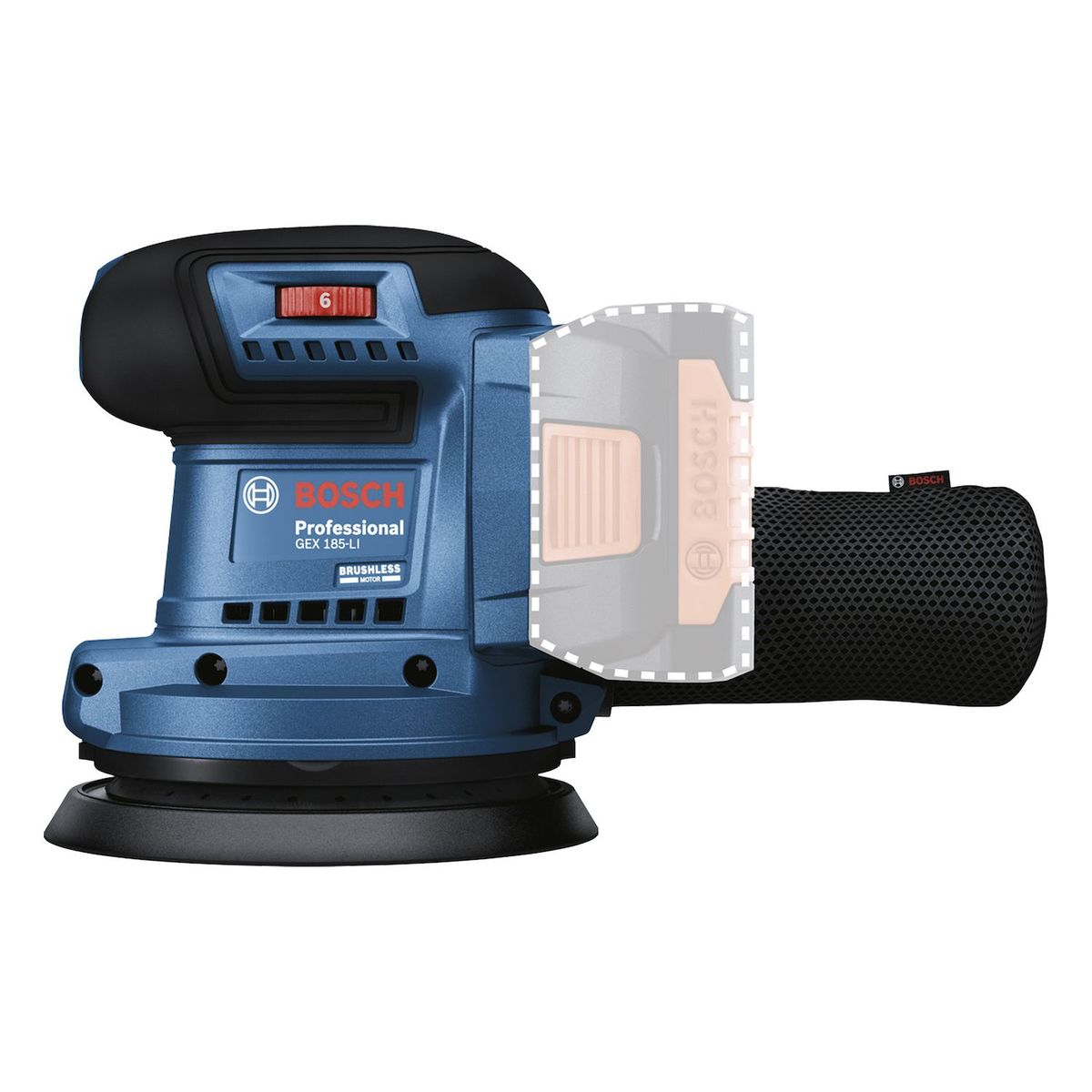 BOSCH - Lijadora Excéntrica 5 18V Bosch GEX 185-LI + 1 BATERIA DE 4 AH Y CARG