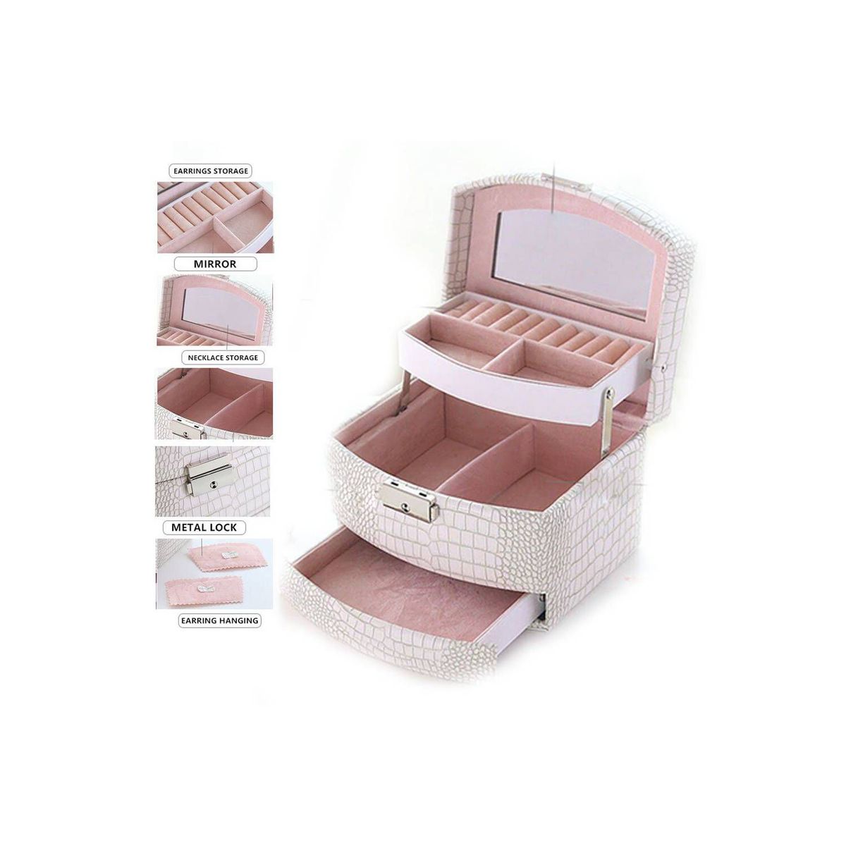 GENERICO - Organizador de Joyas 3 Niveles Pequeño con LLave