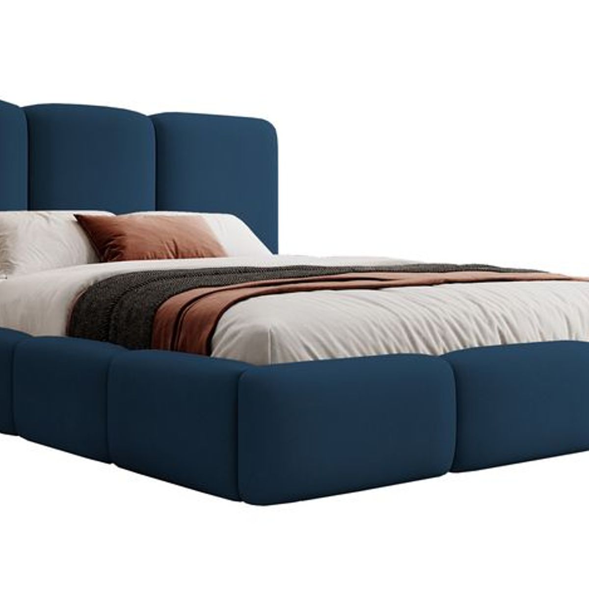 GENERICO - Cama Box Tarima + Cabecera Madison azul  2 plazas