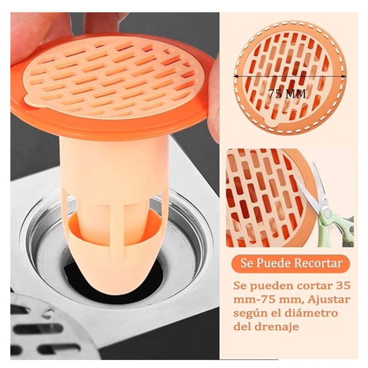 GENERICO - Tapón de Drenaje de Ducha para Baño Color Naranja