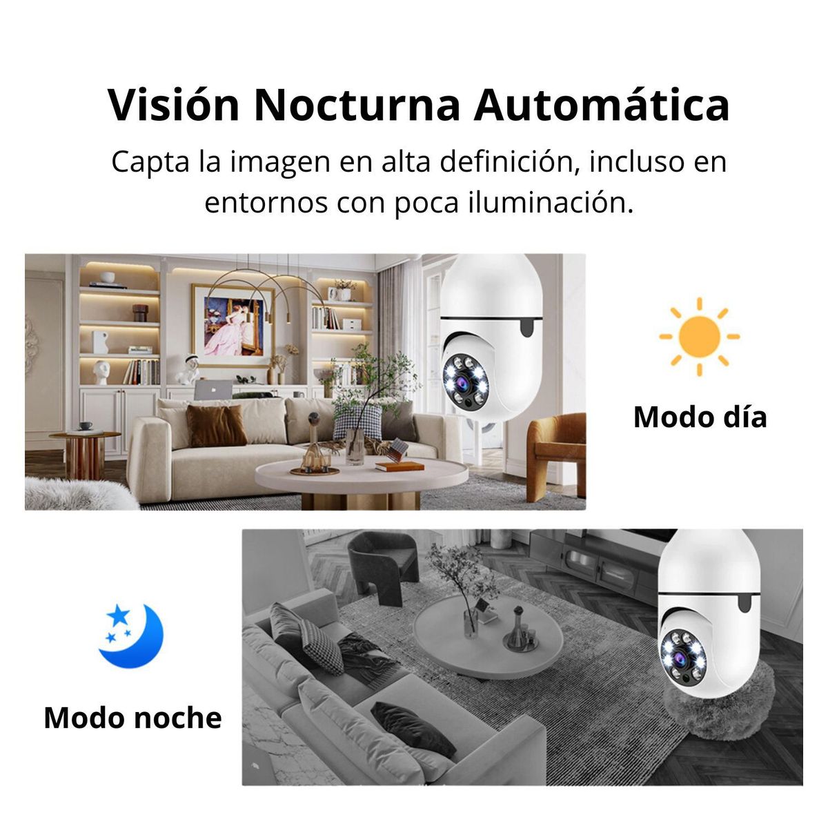 GENERICO - Cámara WIFI 350° tipo Foco con Visión Infrarroja