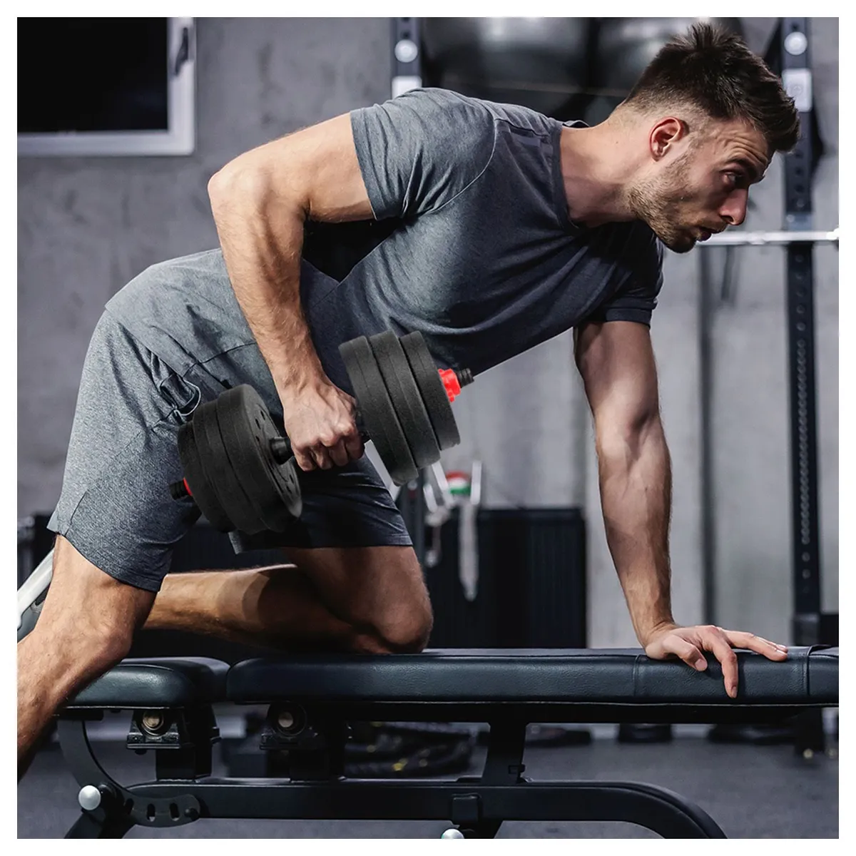 ATLETIS - Set de Mancuernas o barra Atletis 20 kg - 2 en 1