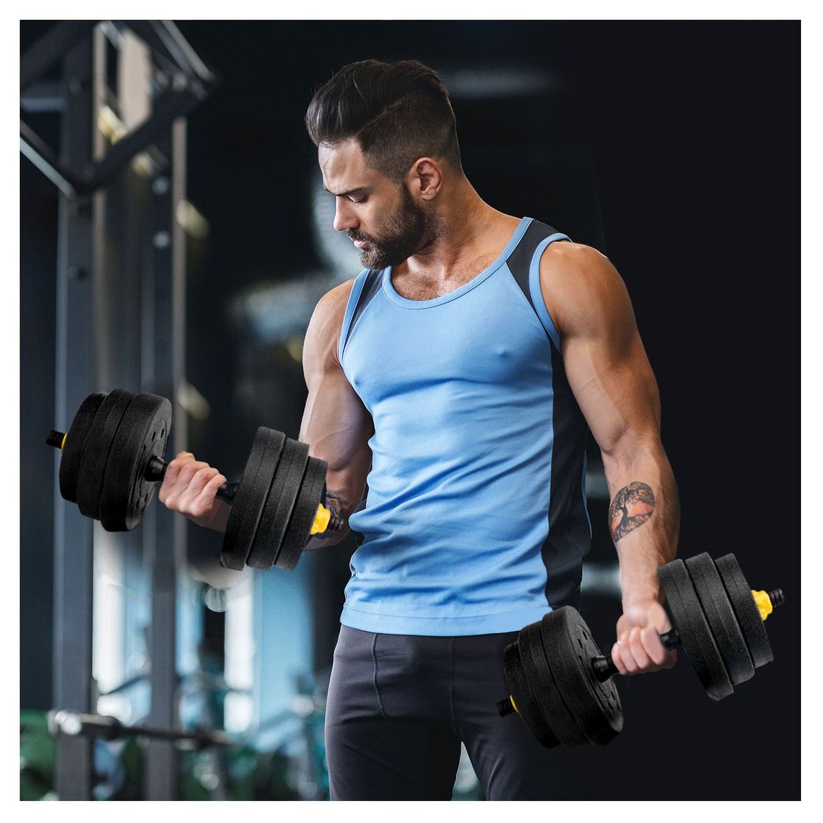 ATLETIS - Set barras Mancuernas Atletis ajustable 20 kg