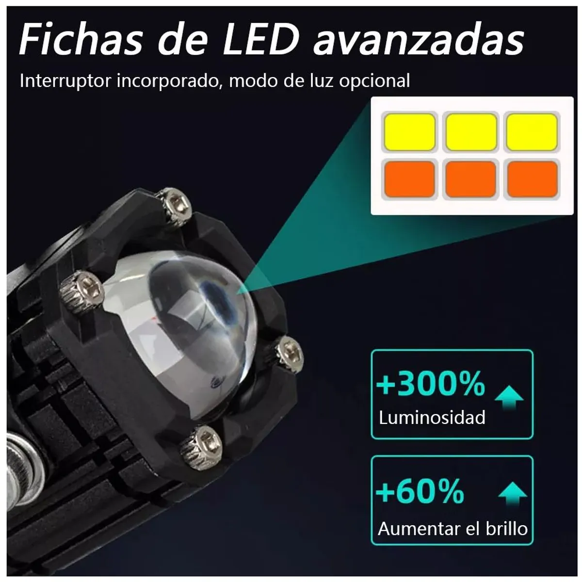 GENERICO - Par Lupa Altabaja Faro Auxiliar Led Estrobos Para Automoto