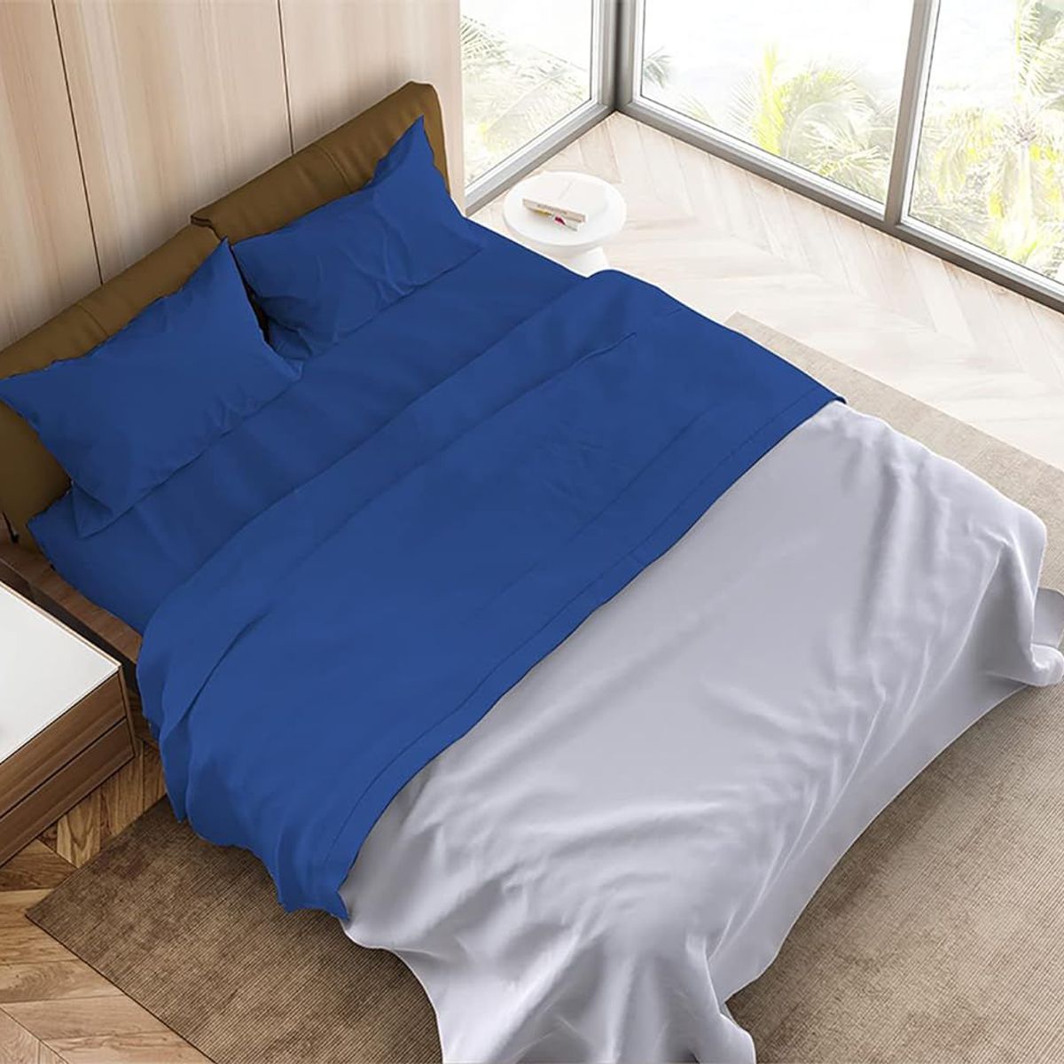 GENERICO - Sabanas De Algodón Bramante Queen Azulino