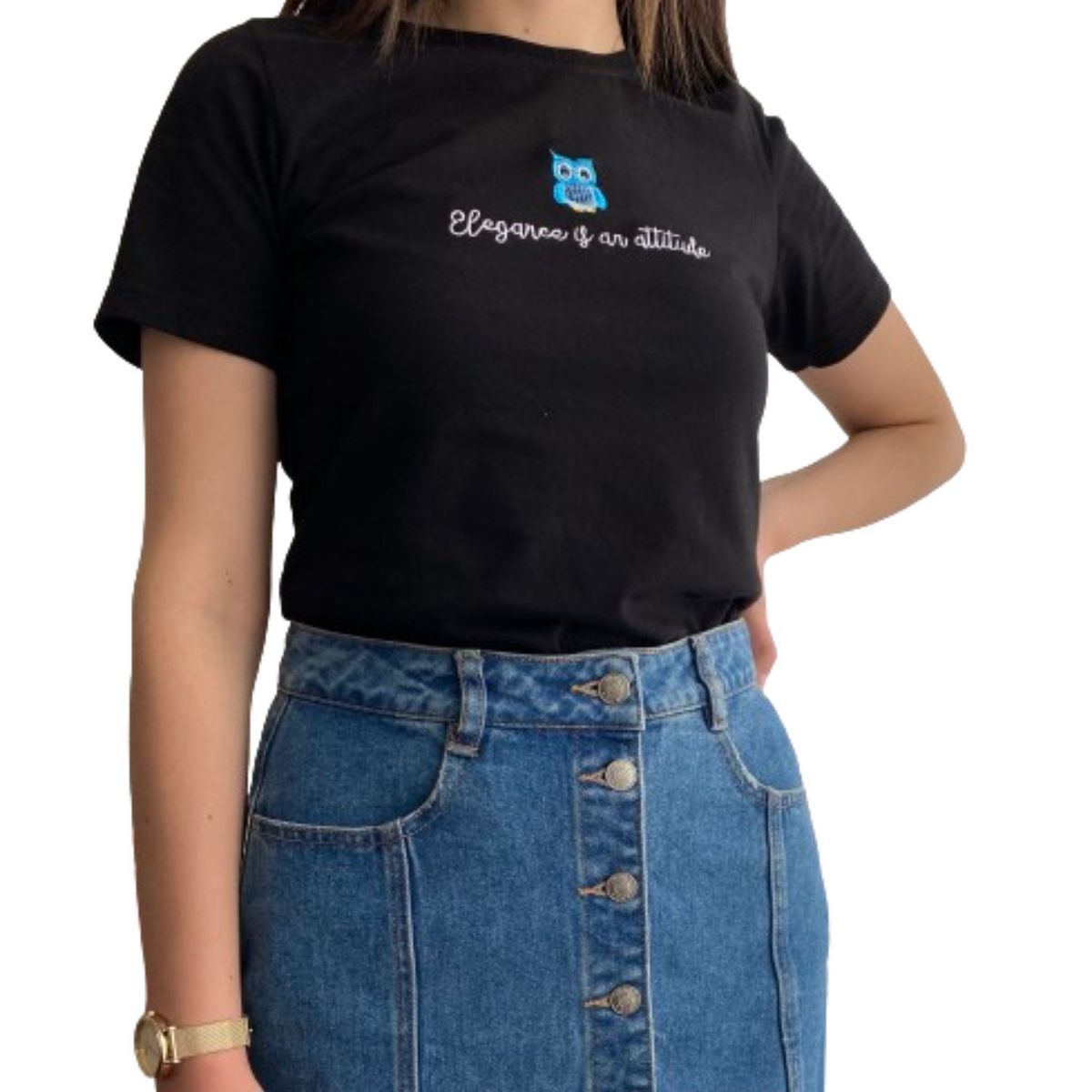 GENERICO - POLO NEGRO BORDADO - POLO BÁSICO BORDADO DE ALGODÓN