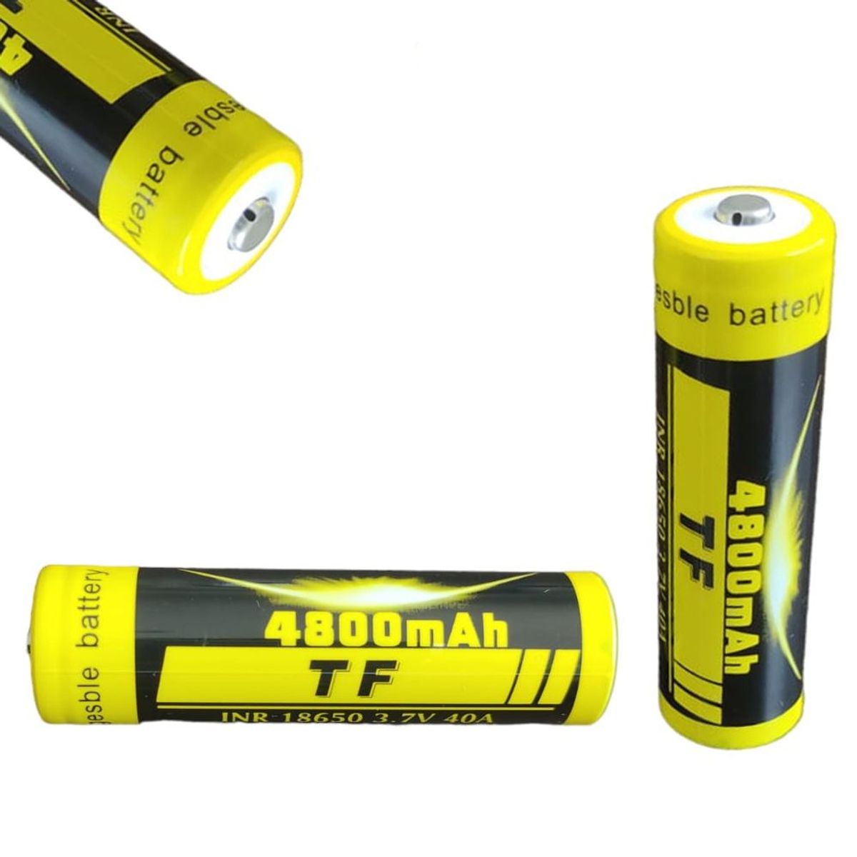 BESTON - 2 Baterías de Litio recargable INR 18650 3.7V 40A 4800mAh cabeza