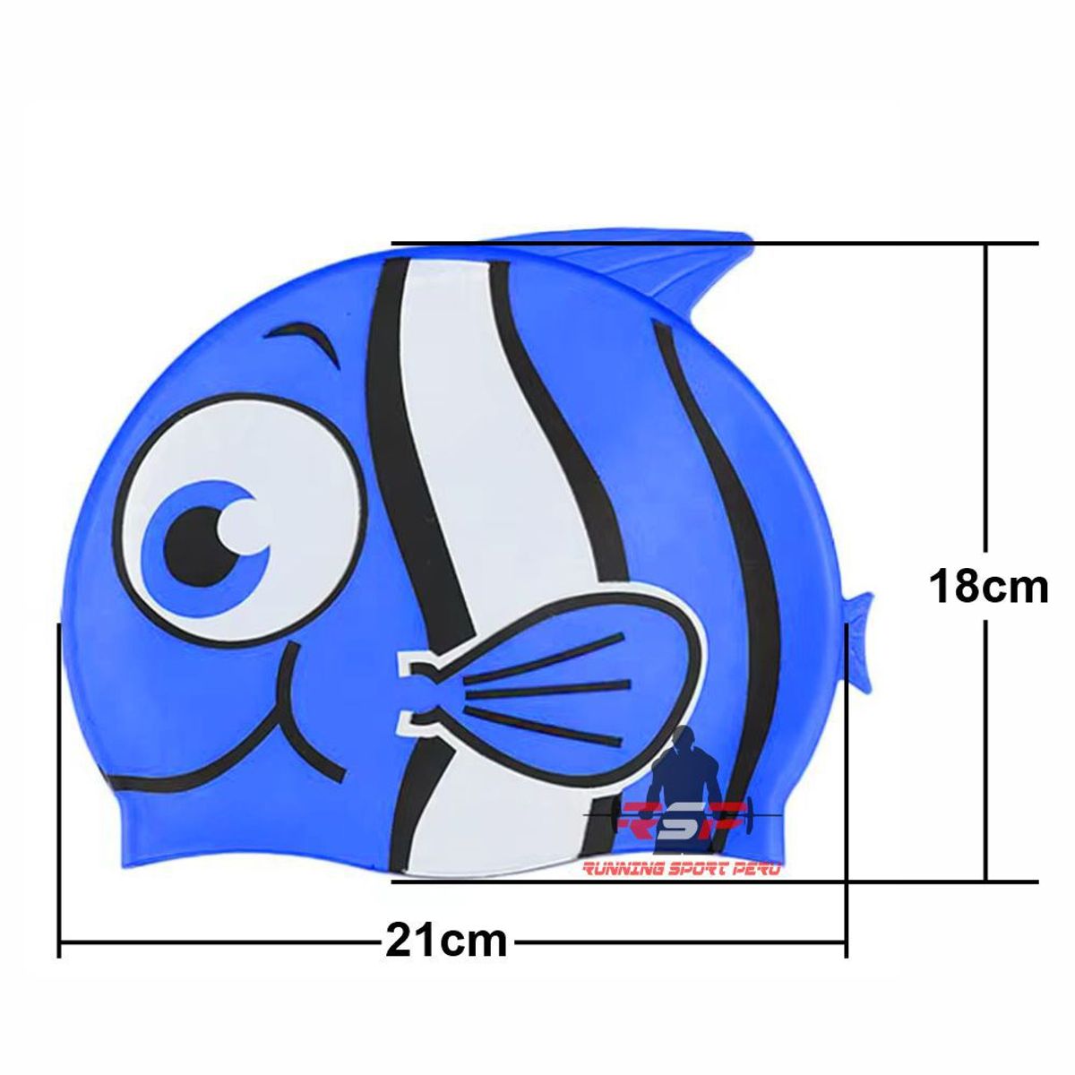 GENERICO - Gorro de Natación para Niños Silicona Modelo Pez Azul