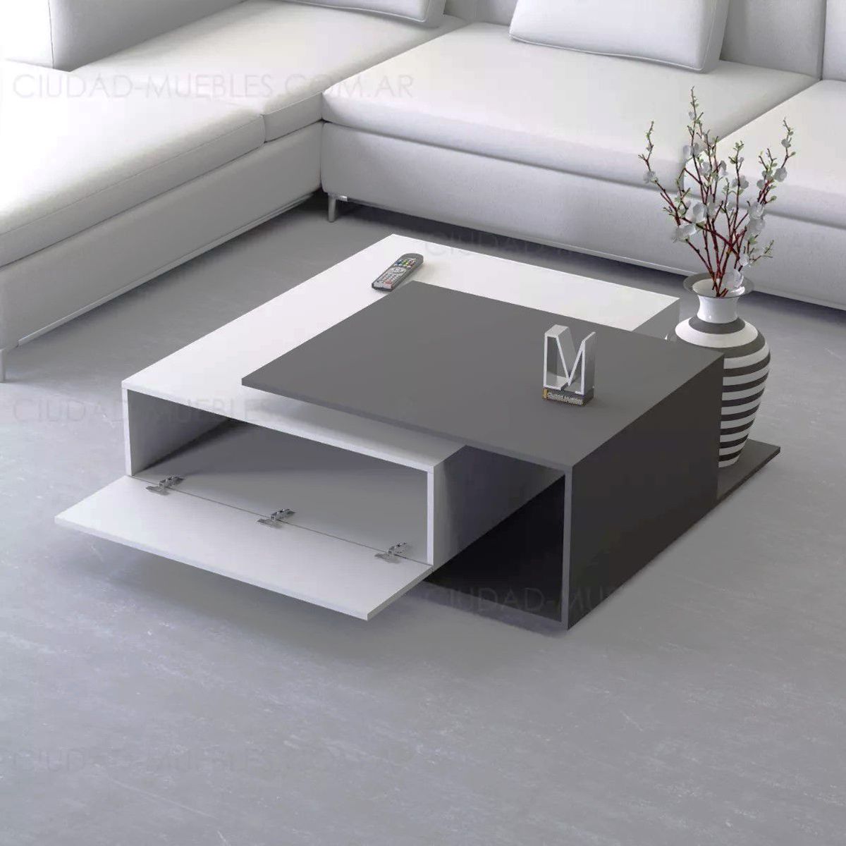 TU MESITA - Mesa de Centro Moderna Viviana color BlancoMarrón TU MESITA