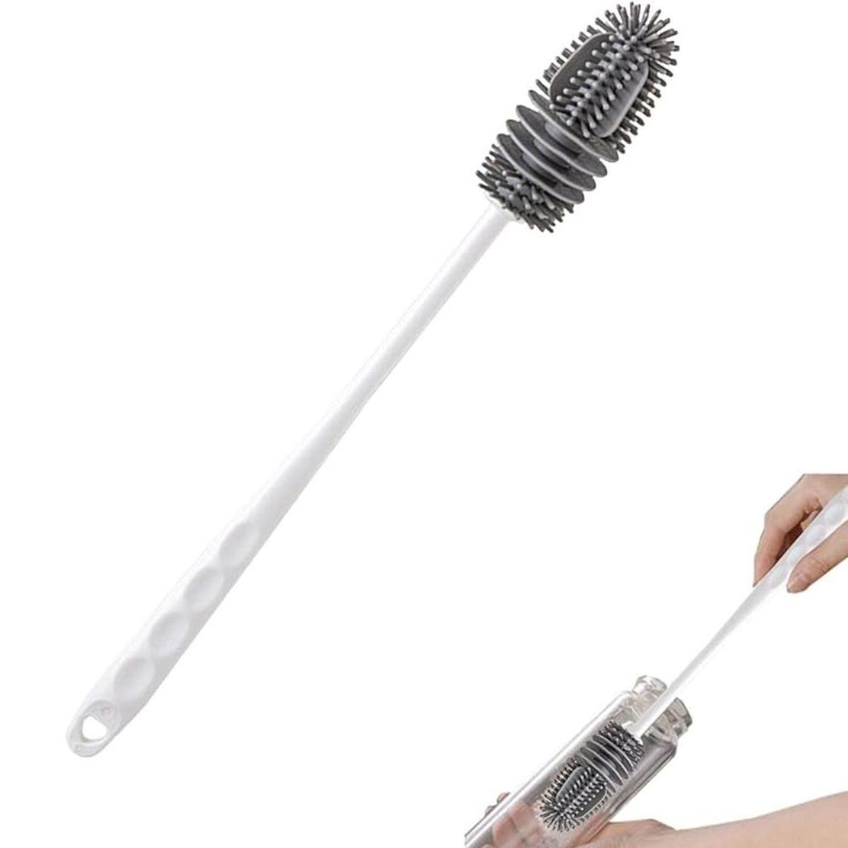 GENERICO - Cepillo de Silicona Limpiador de Botellas Blanco