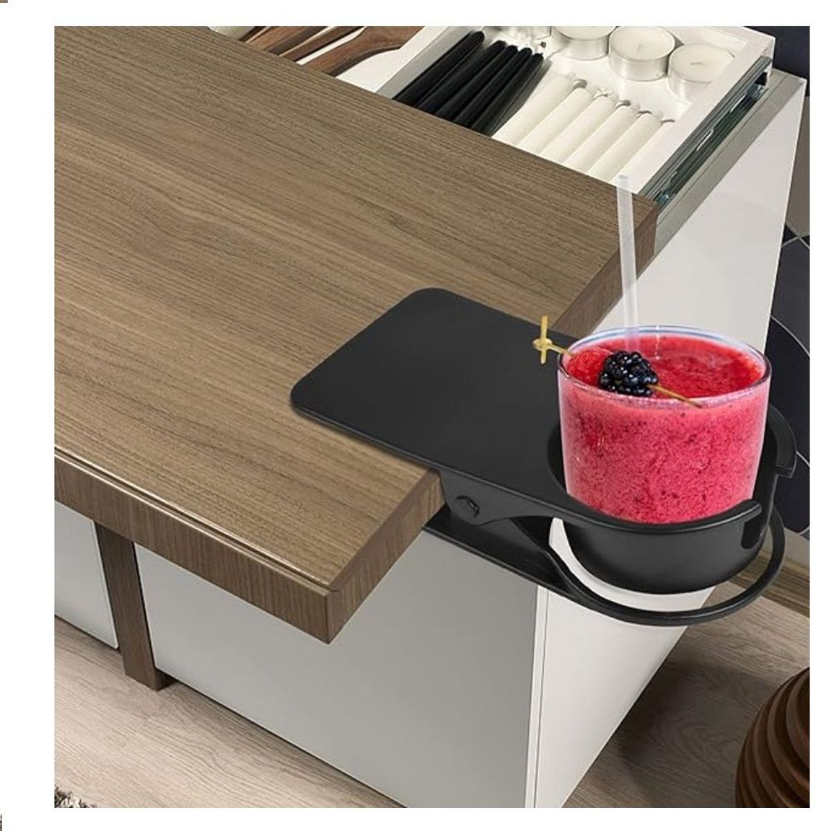 GENERICO - Portavaso para escritorio  Soporte Antiderrame Antivolcadura Negro