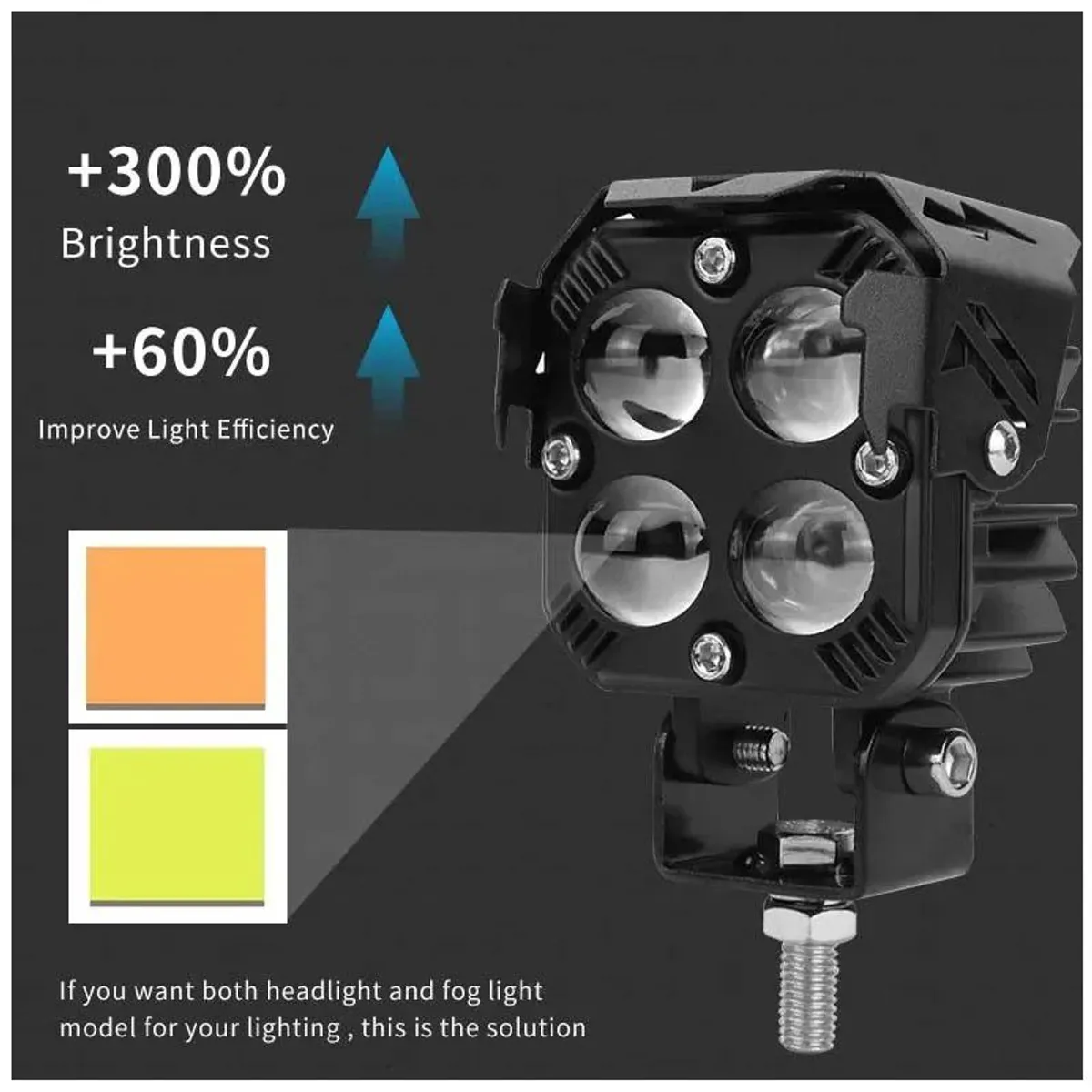 GENERICO - Par Faros Auxiliares 4 Lupas Doble Color Ultra Led
